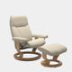 Chair & Stool Large Batick Cream Leather - Oak Wood Finish