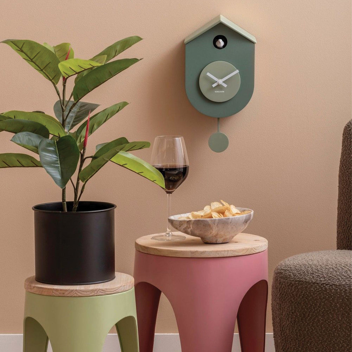 Grato Cuckoo Style - Wall Clock, Jungle Green