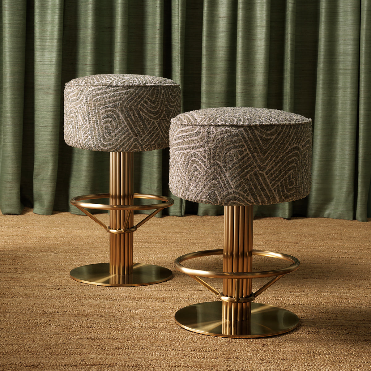 Eichholtz Carelton - Swivel Counter Stool, Fabric