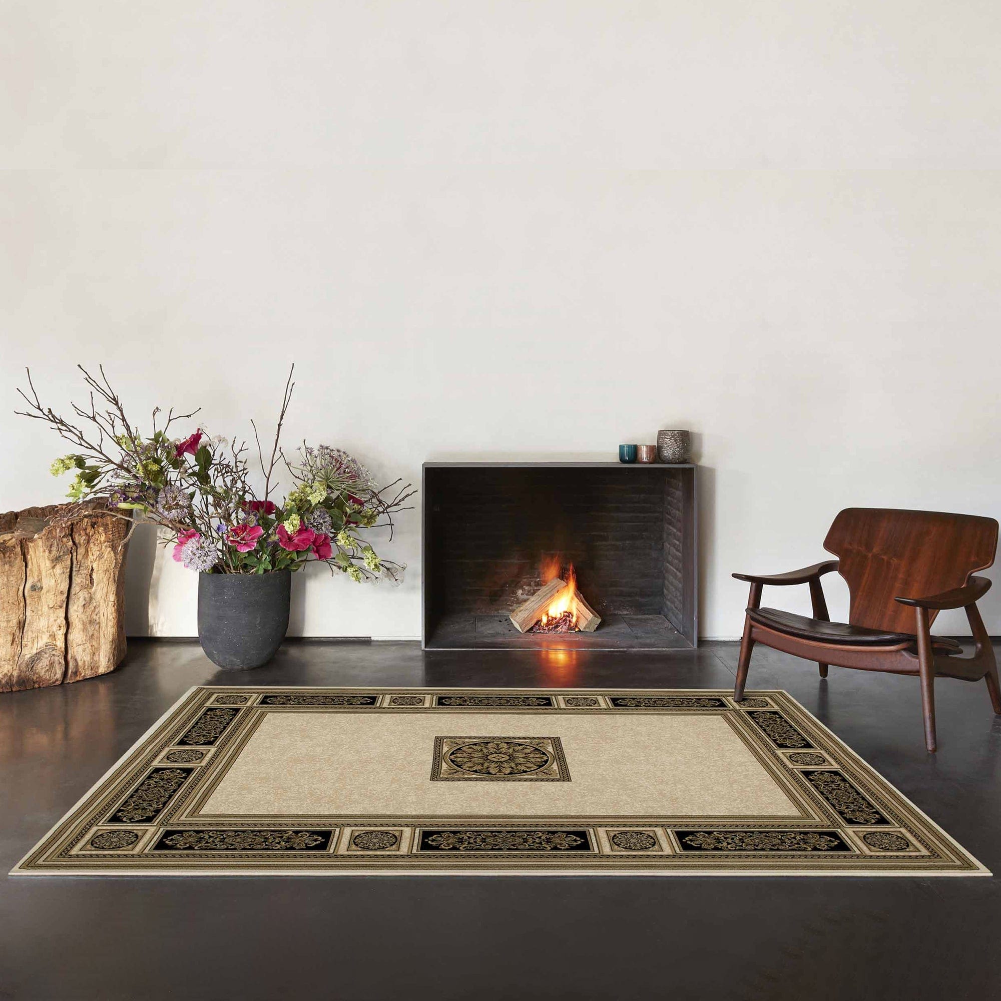 Da Vinci Rug Cream/Black 057-0801-6223 133cm x 195cm