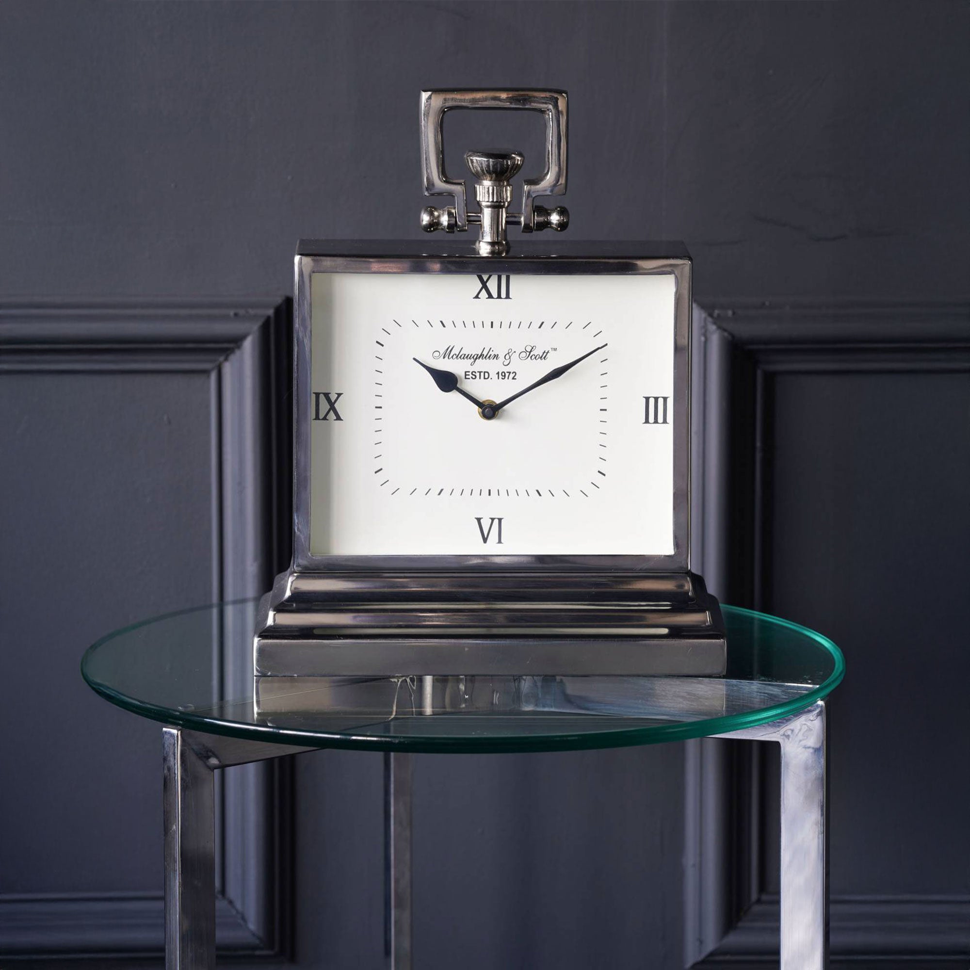 Bishopsgate - Nickel Mantel Clock, Small
