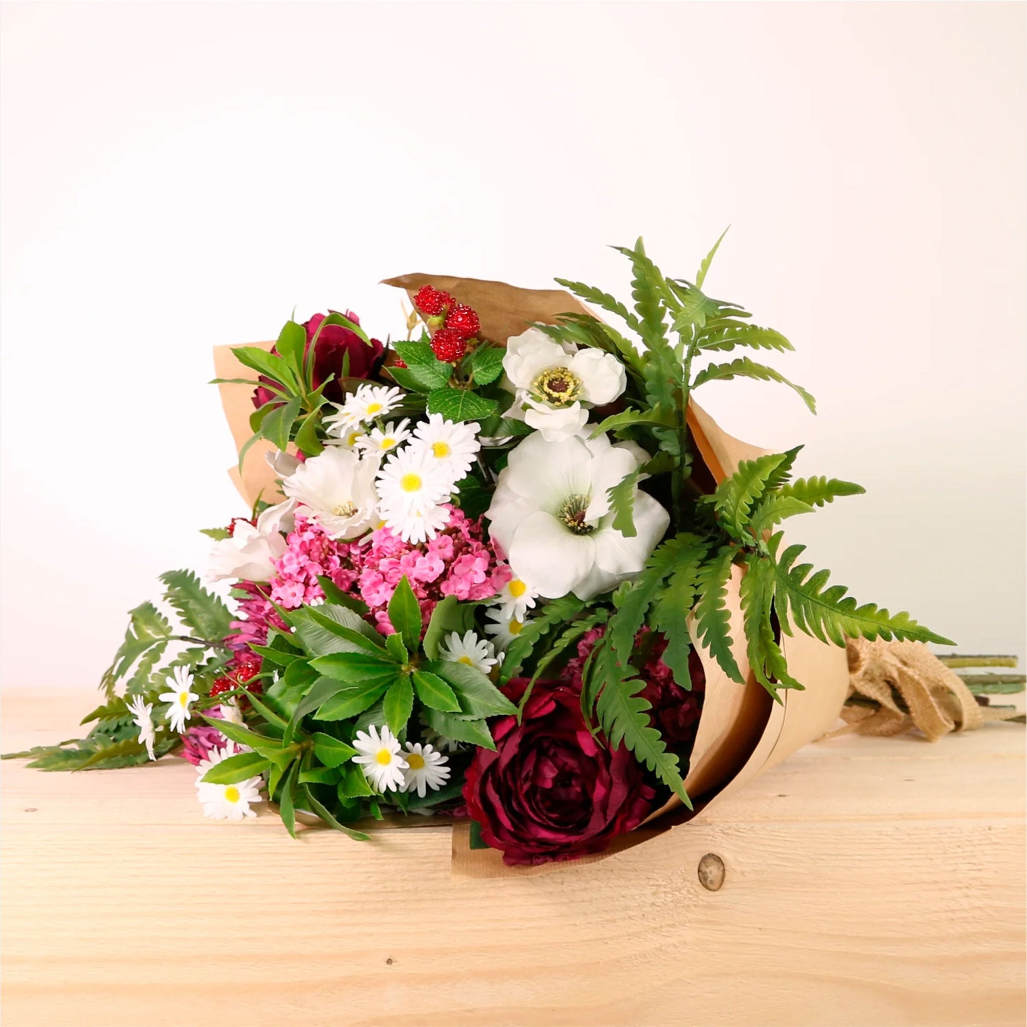 Artificial Raspberry Kiss Bouquet - Faux Flower Arrangement