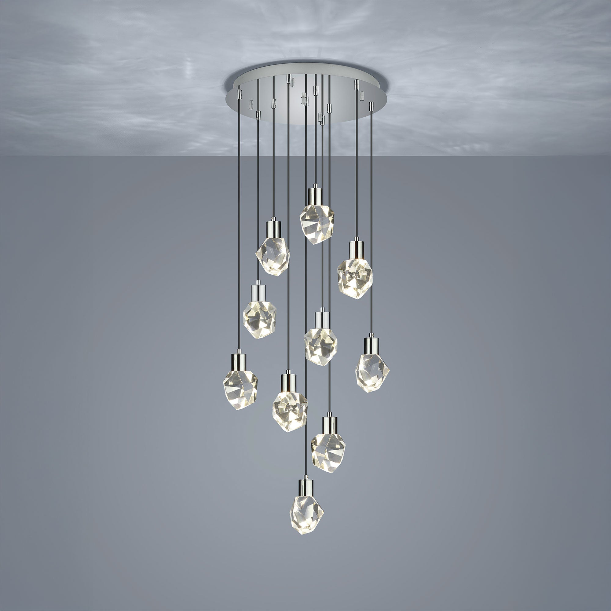 Gem Silver - LED Pendant Ceiling Light, 10 Light