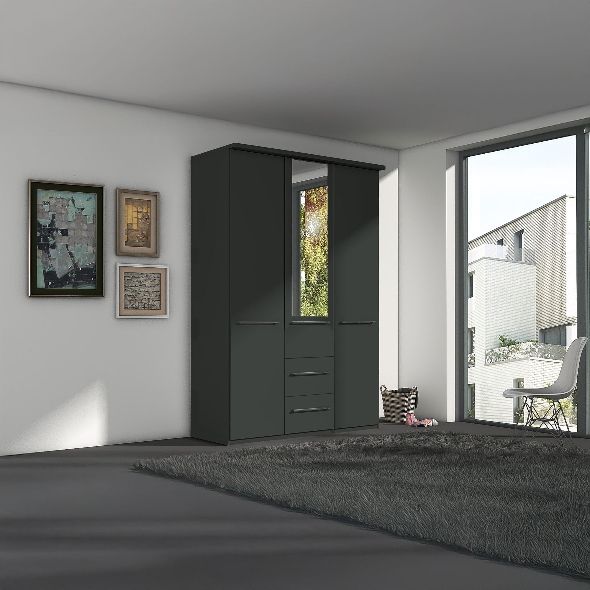 Fitzroy - 3 Door 2 Drawer Combi Mirrored Wardrobe