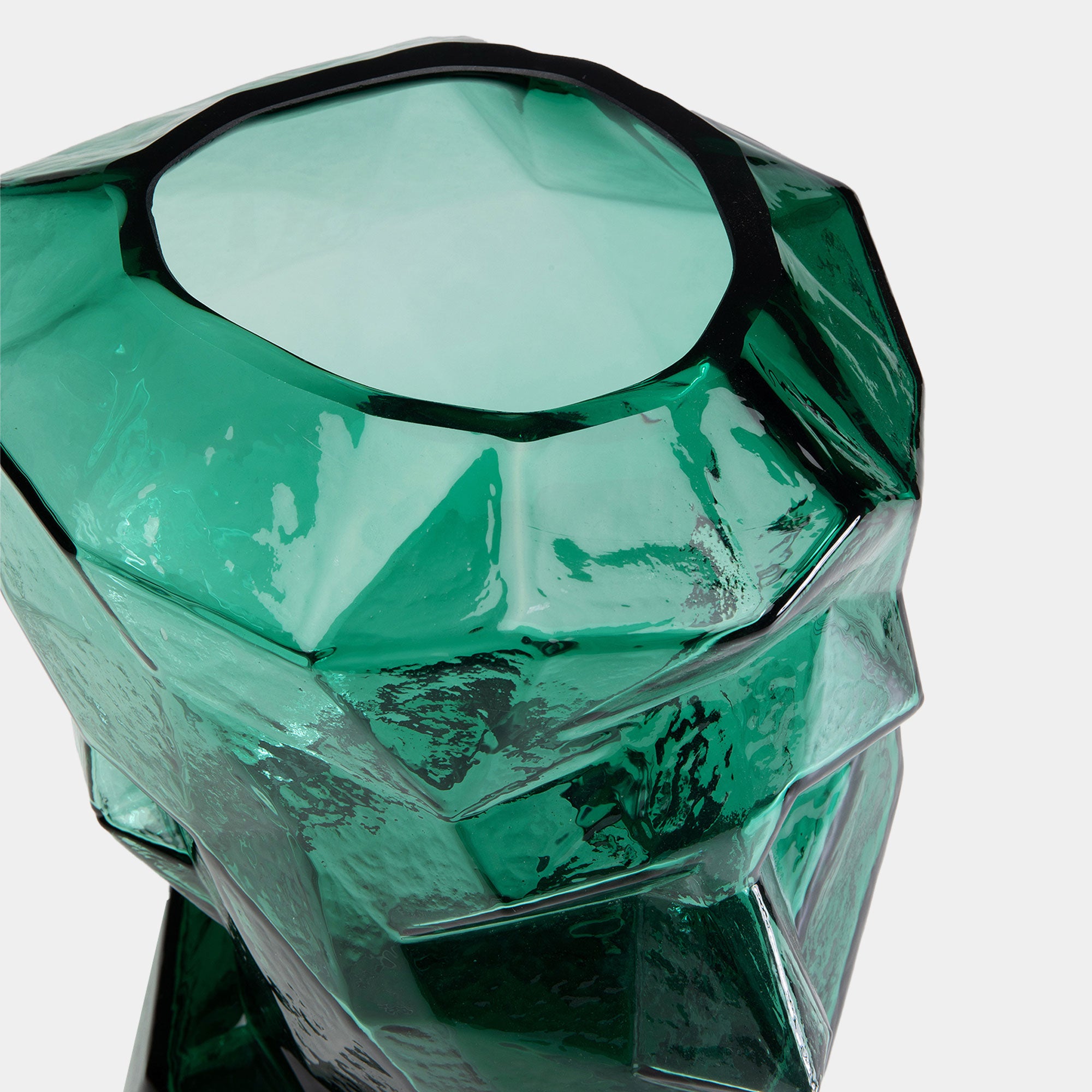 Prism Face - Glass Vase, Green