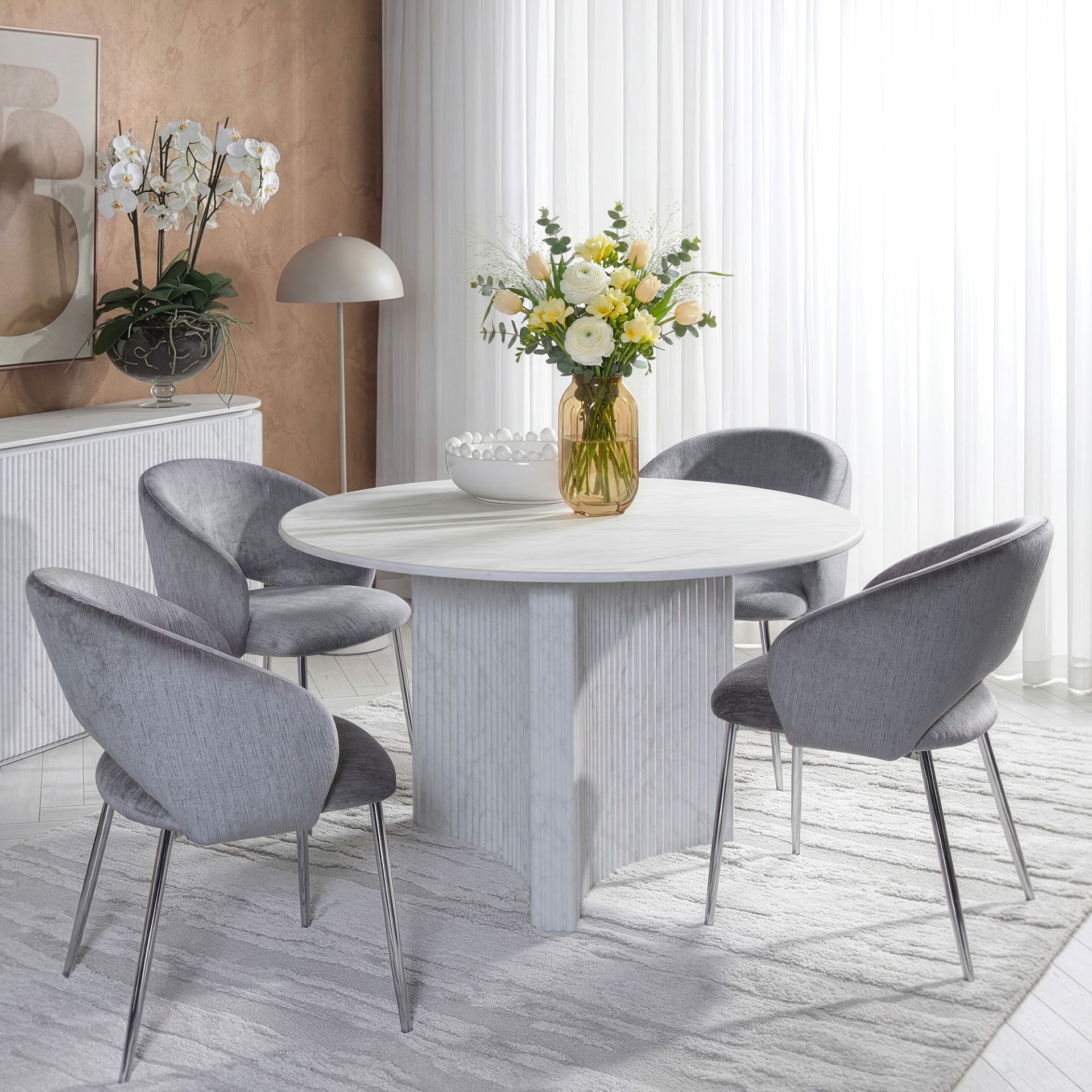 Cloud - Marble Effect Round Dining Table