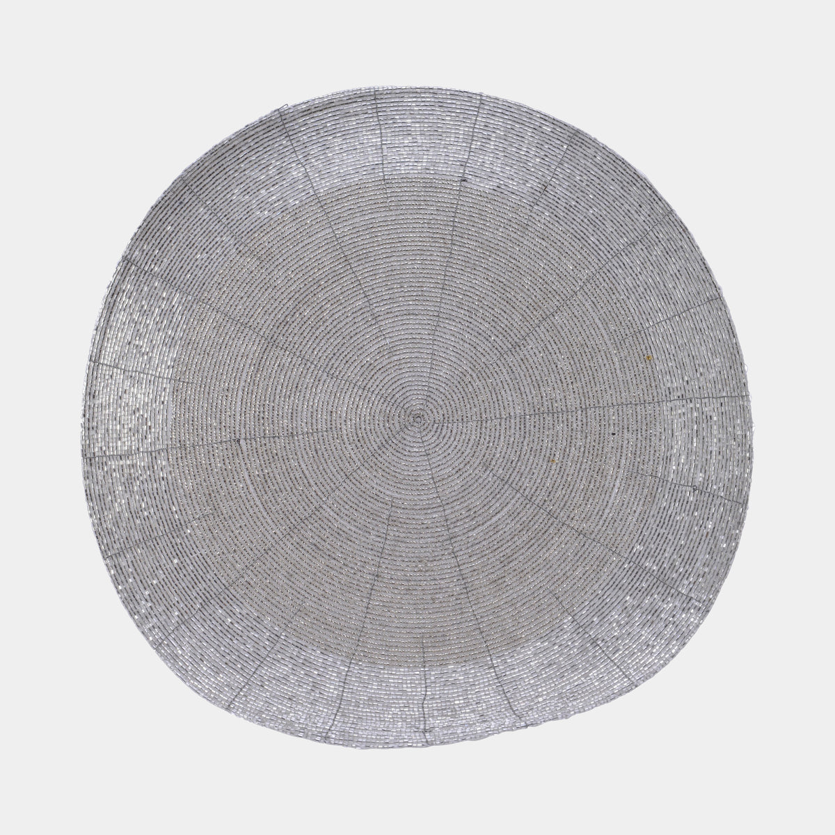 Silver Beaded Placemats Set of 4 - Festive Round Dining Table Mats