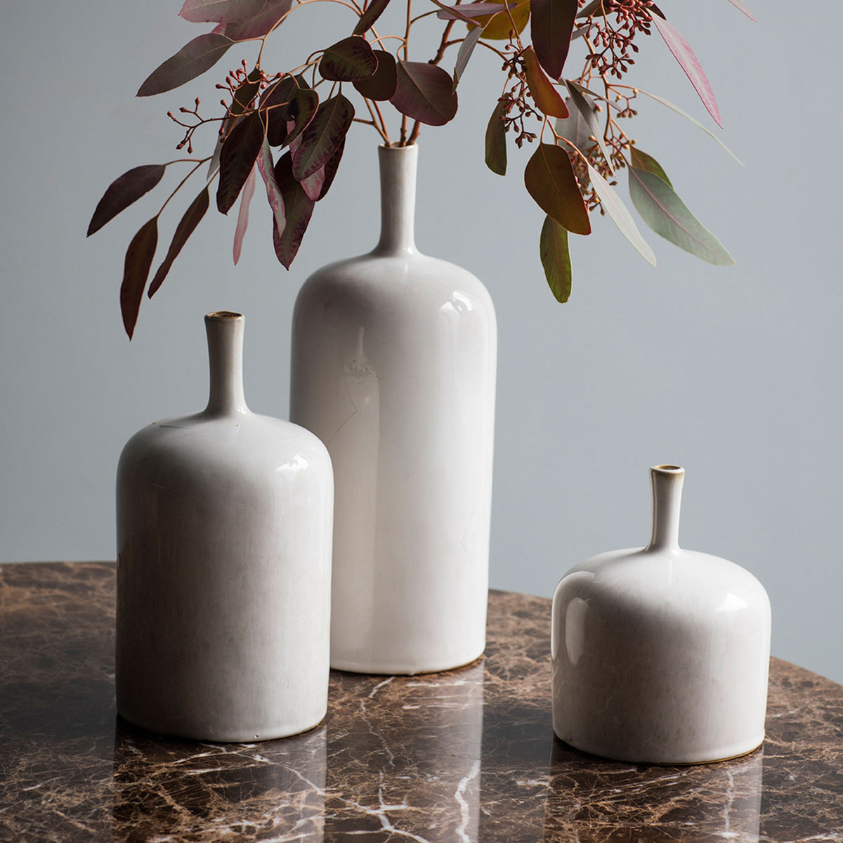 Chad - White Vase Ornaments, Set of 3