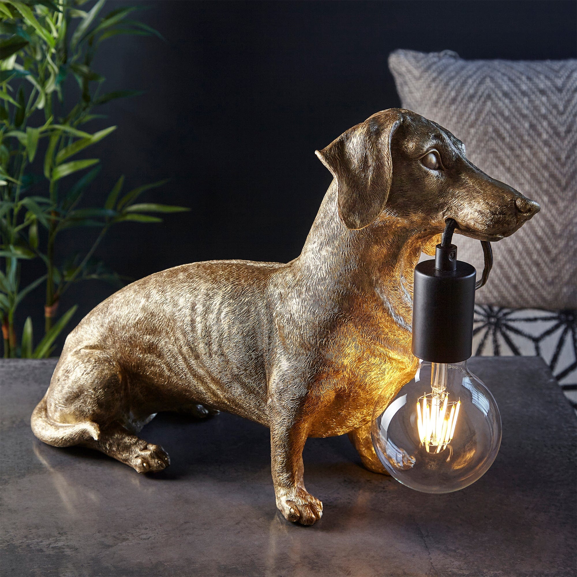 Dachshund Lamp Gold