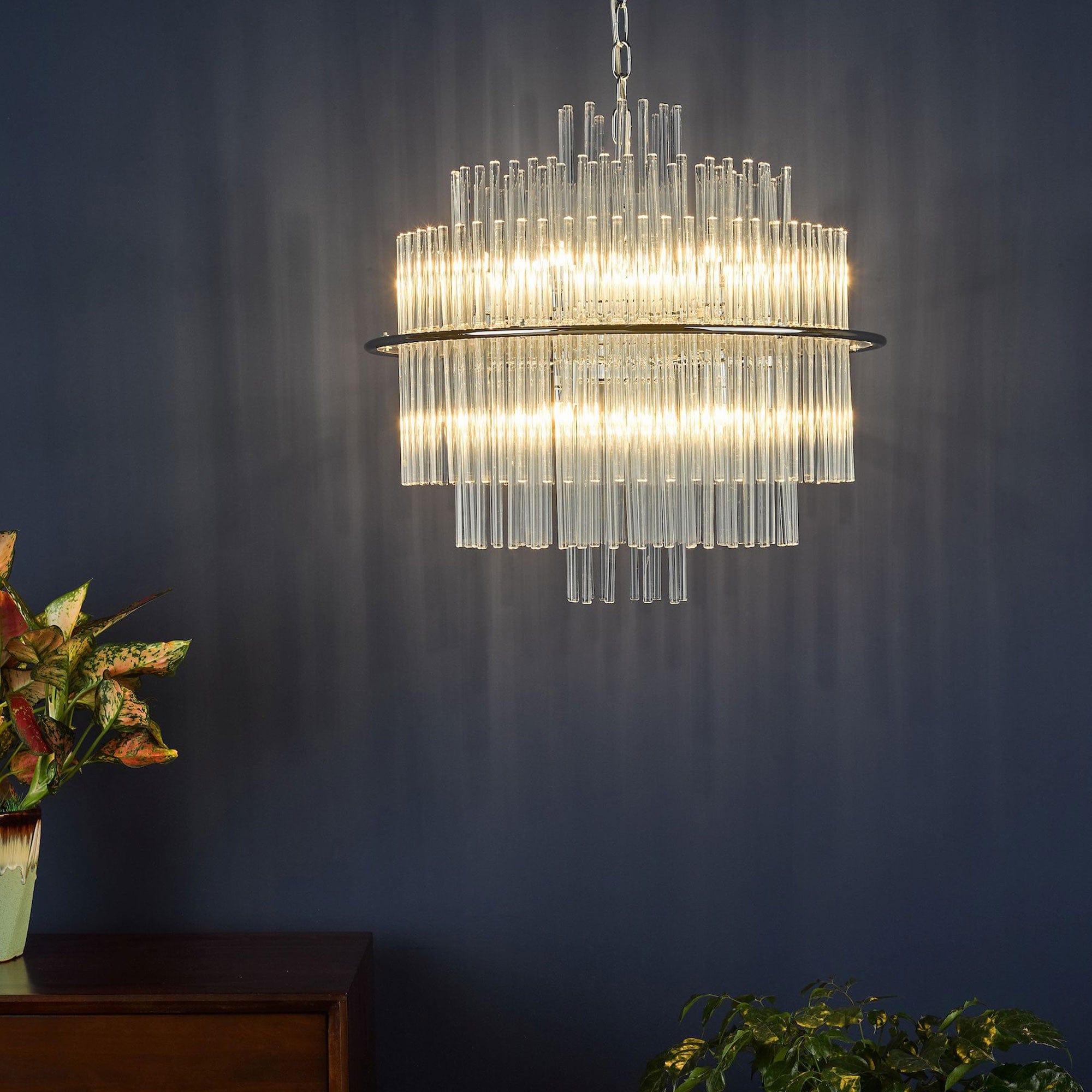 Dunand Chrome - Chandelier, 13 Light