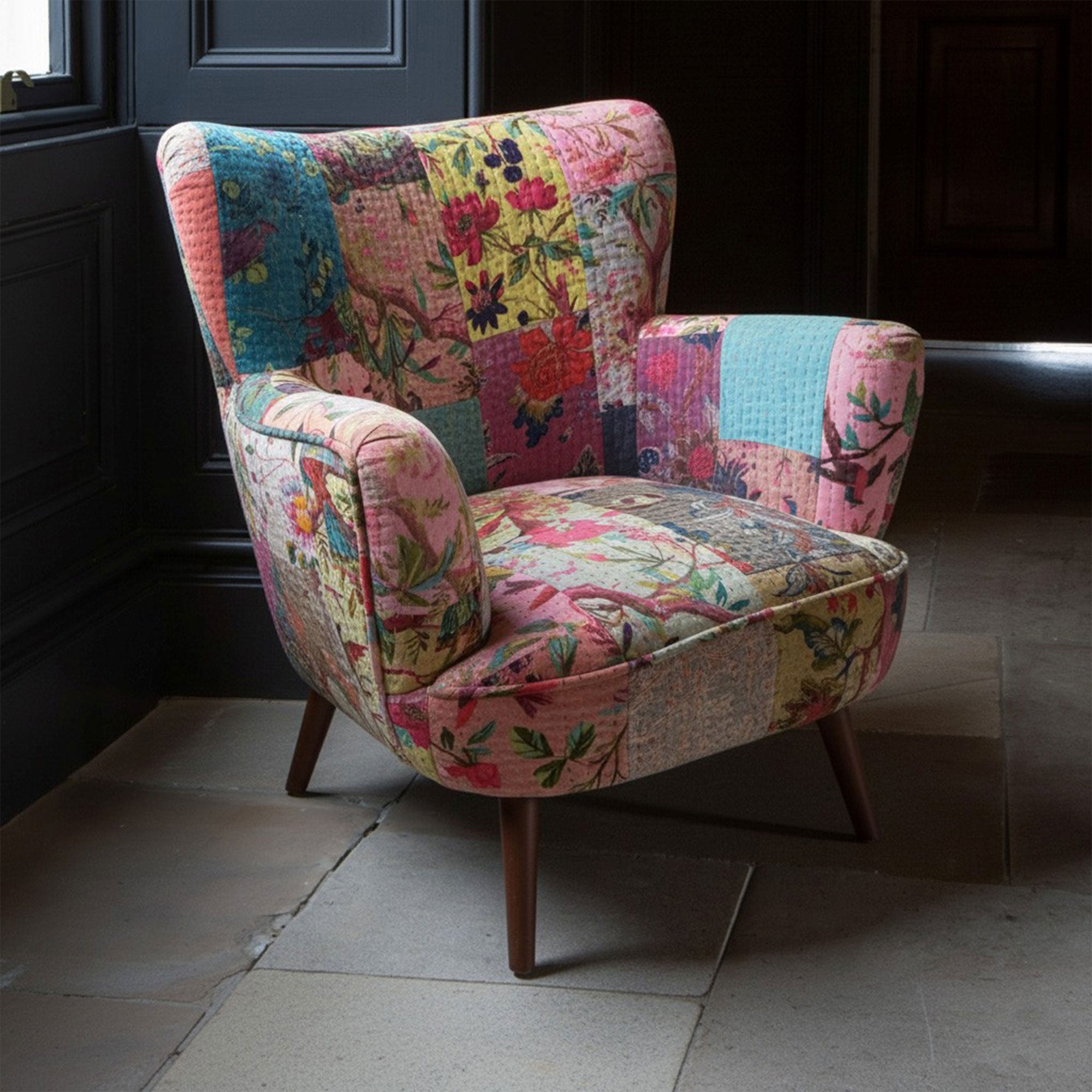 Asha - Armchair, Patchwork Fabric