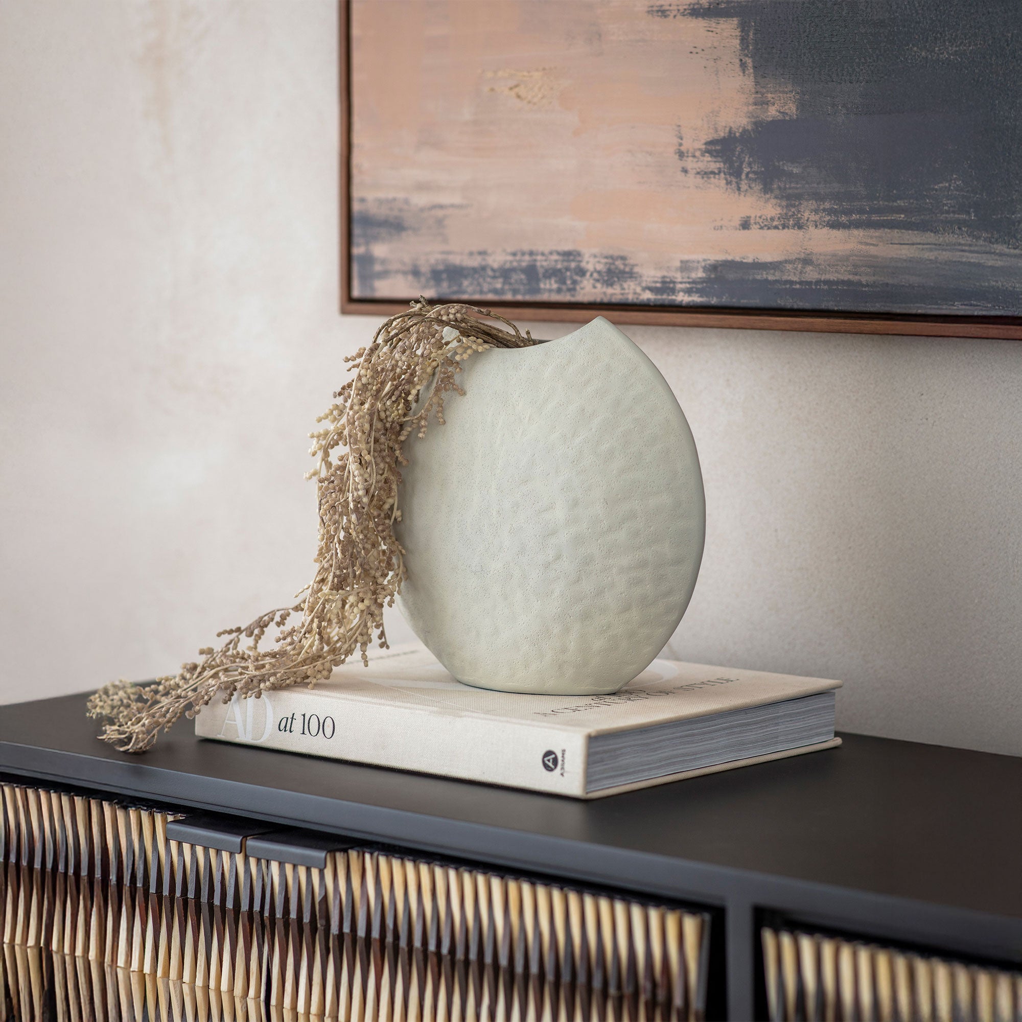 Samui - Stonewash Moon Vase, White