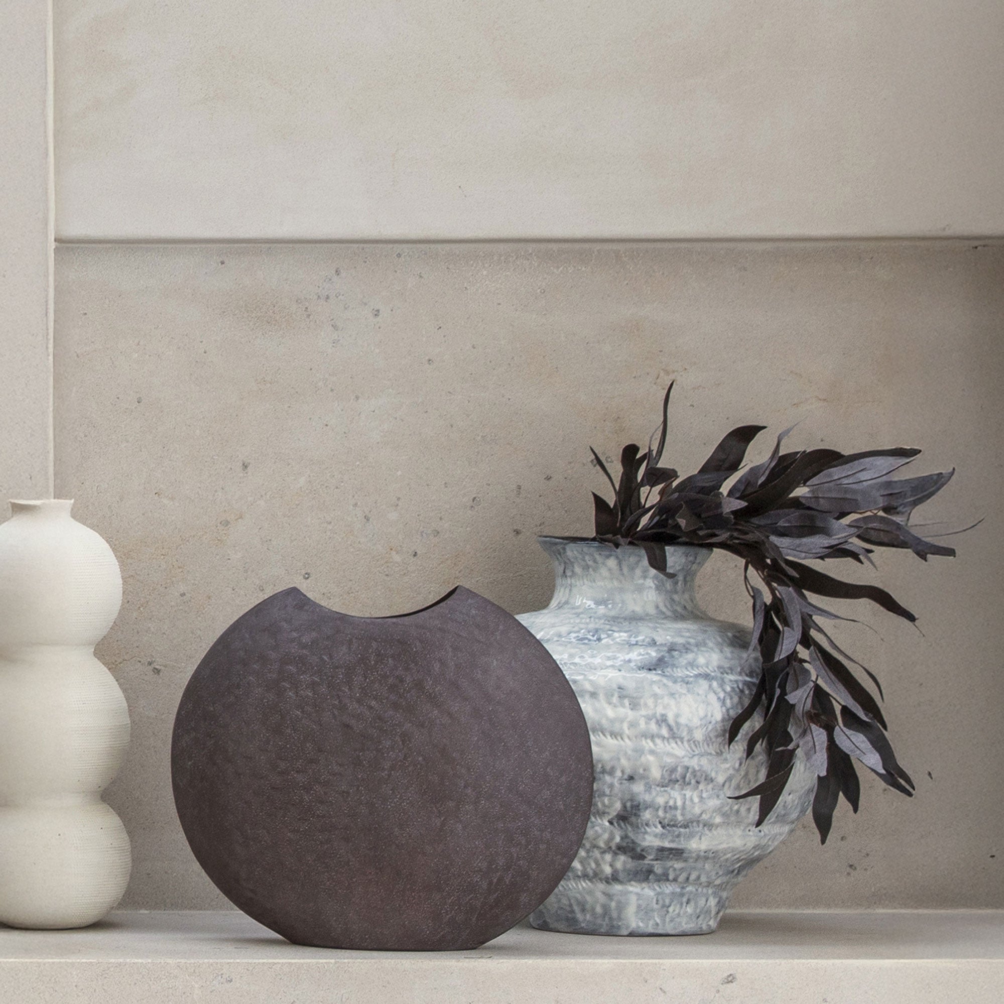 Samui - Stonewash Moon Vase, Brown