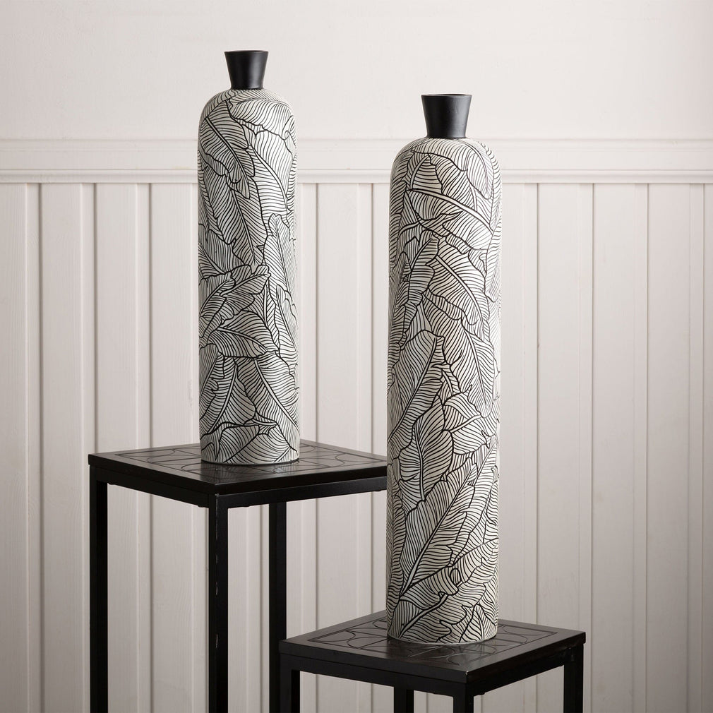 Leaf Print Tall Vase Small