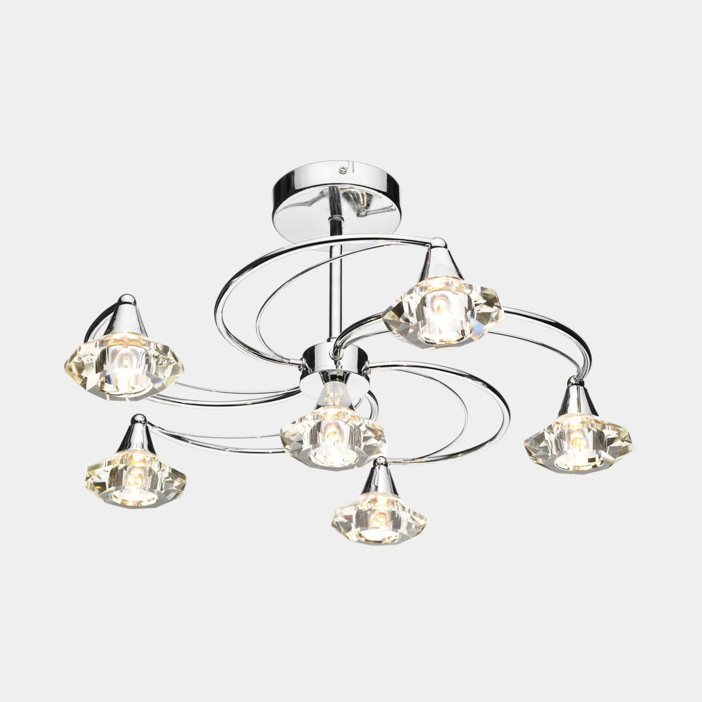 Lena 6 Light Chrome Semi Flush