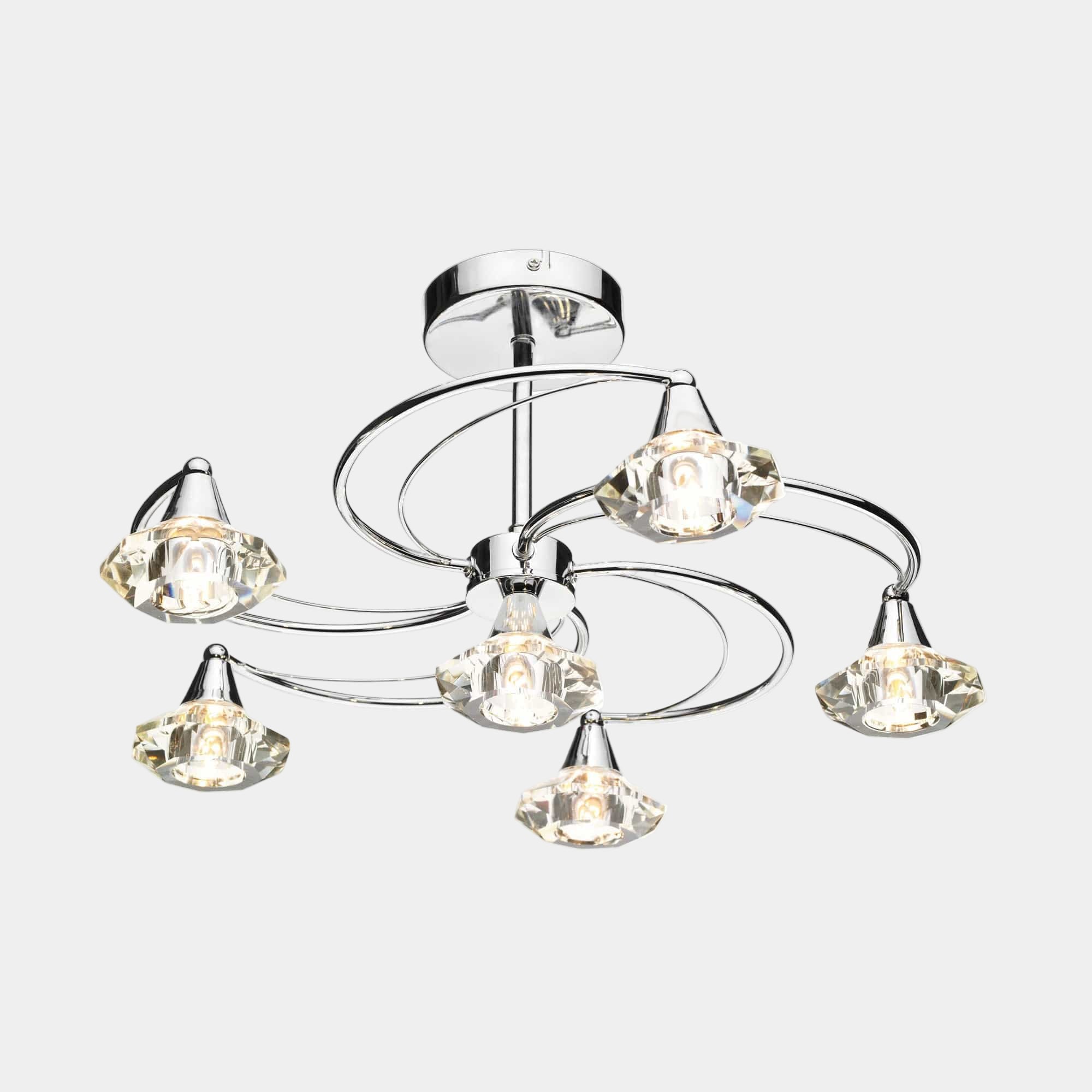 Lena 6 Light Chrome Semi Flush