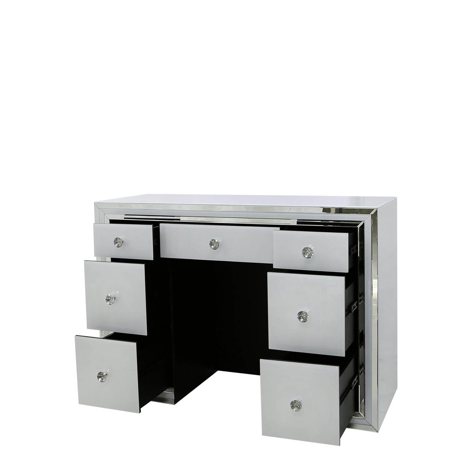 Madison - 7 Drawer Dressing Table White Clear & Mirror Finish