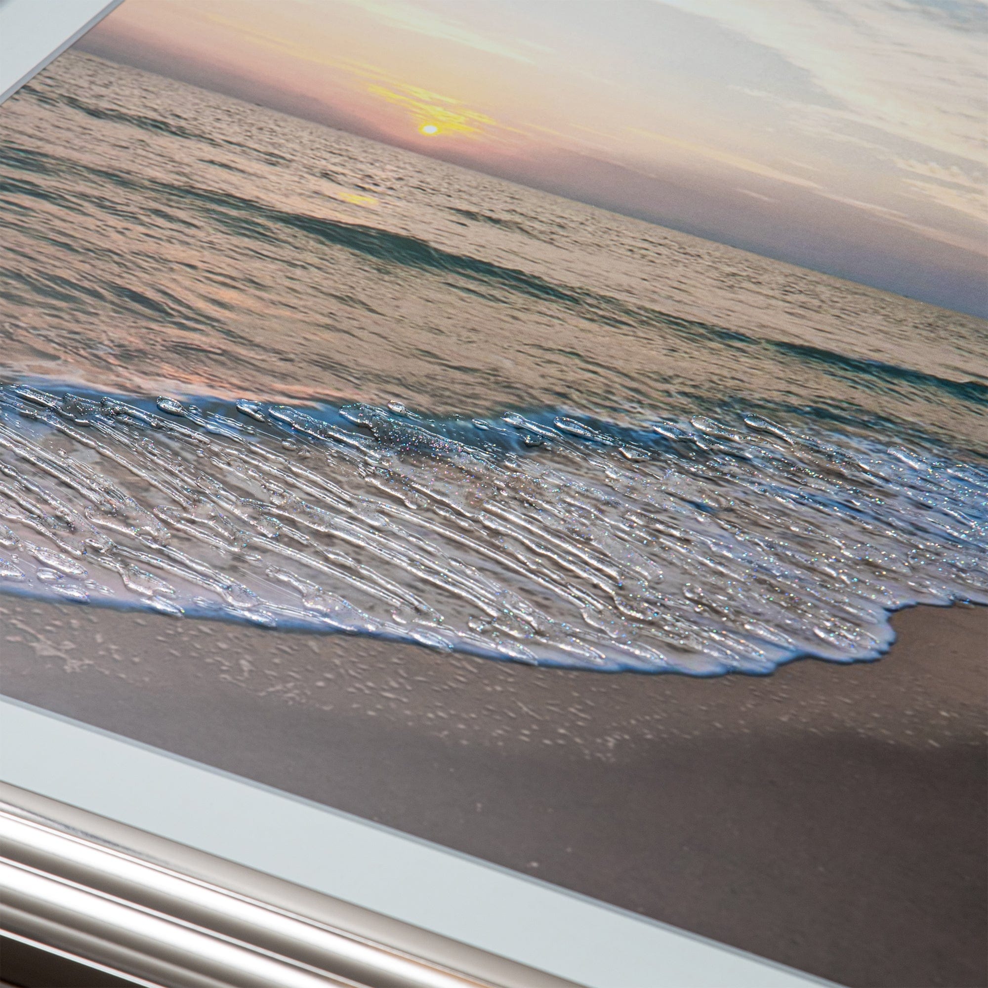 The Beach - Framed Liquid Wall Art, Square