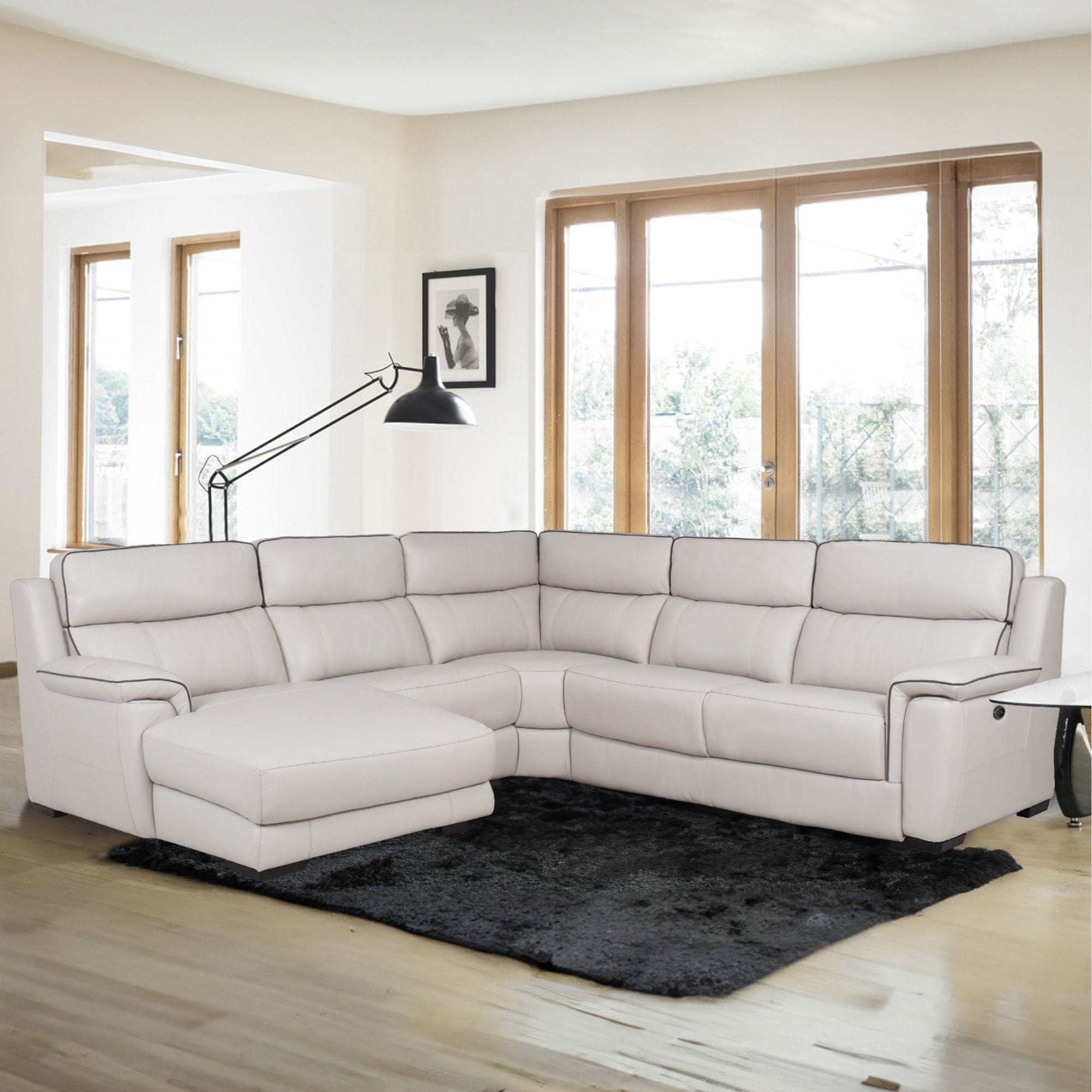 Monza - RHF Power Recliner Chaise Corner Sofa, Leather