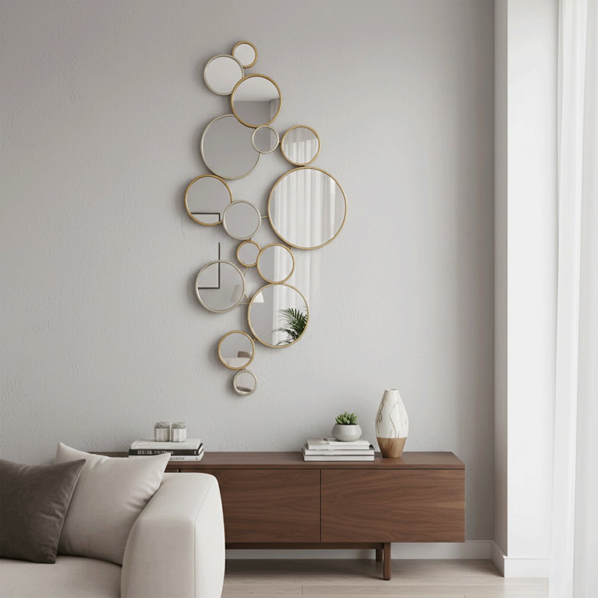 Fifteen Circles Silver & Gold - Wall Mirror