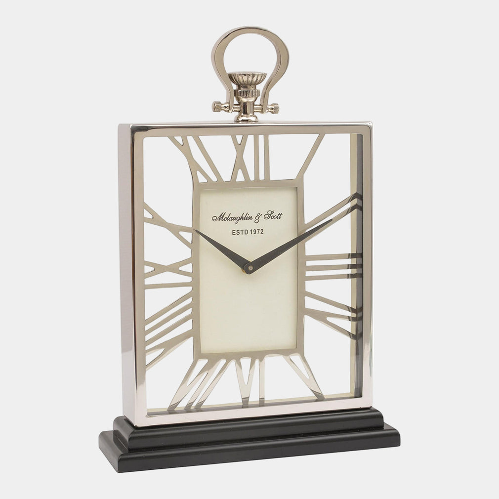 Newman Silver And Black Skeletal Mantel Clock