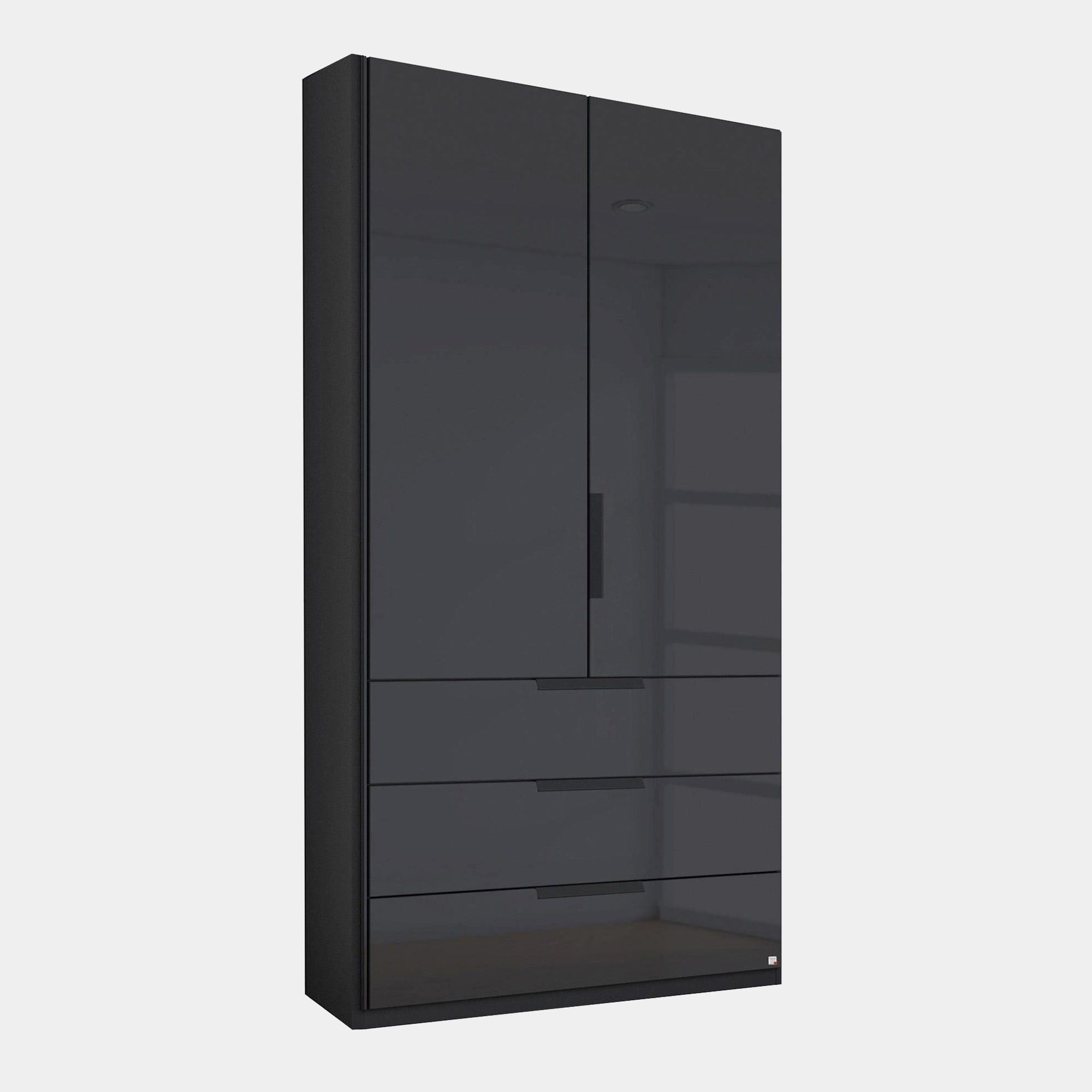 5G36 101cm 2 Door/3 Drawer Hinged Combi Wardrobe With Coloured Glass Front