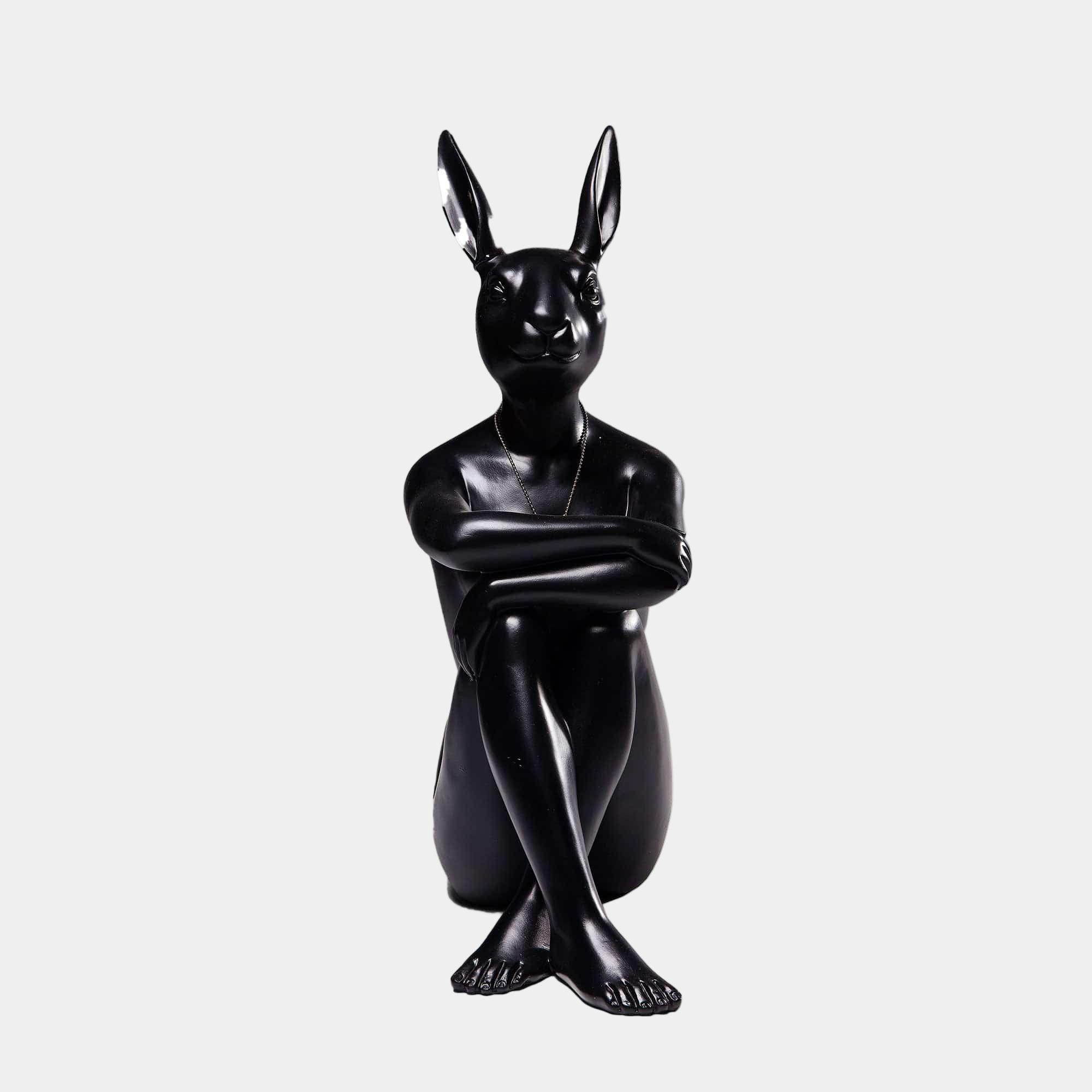 Rabbit Figure Arms Folded - High Gloss Black