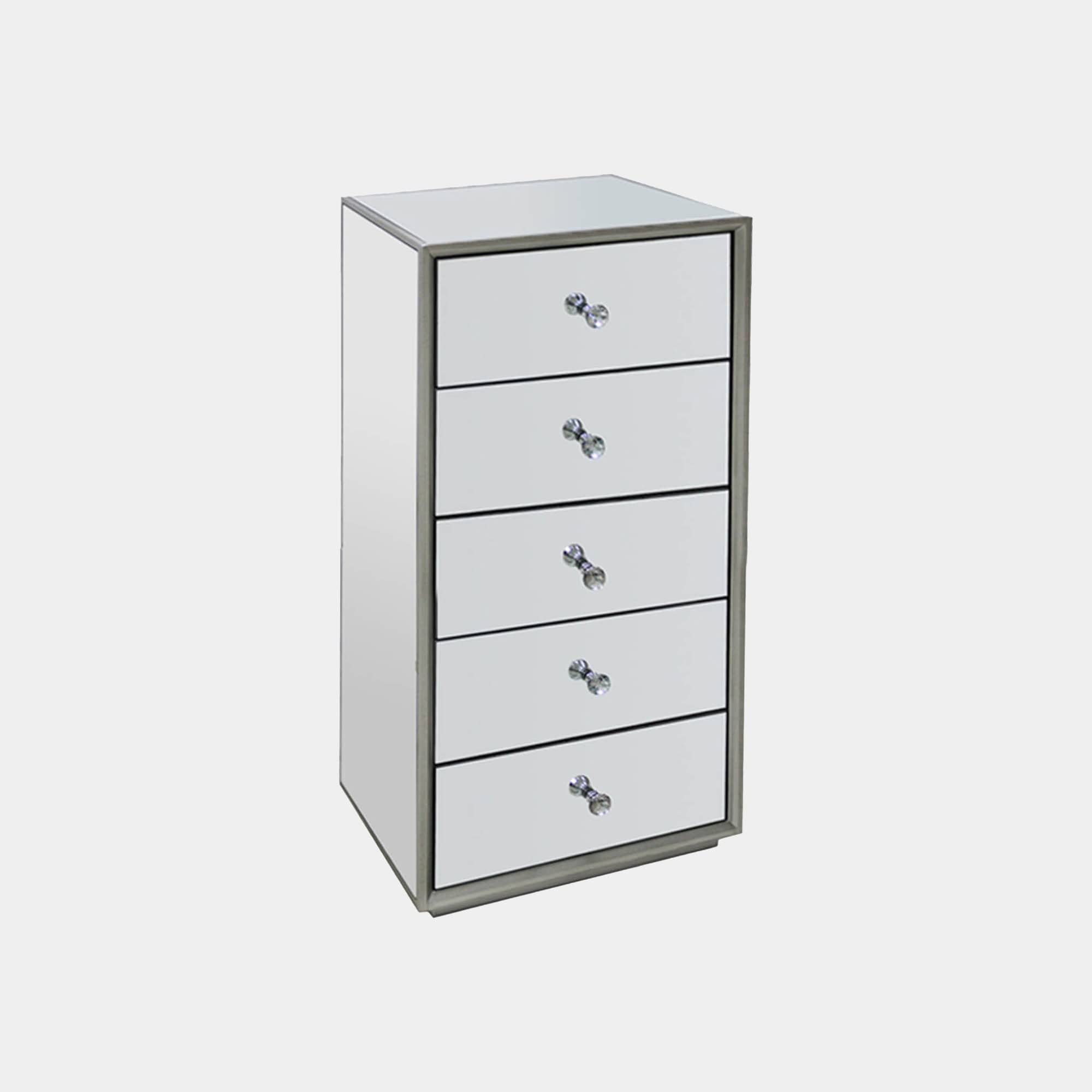 Sofia - 5 Drawer Tall Boy Mirrored