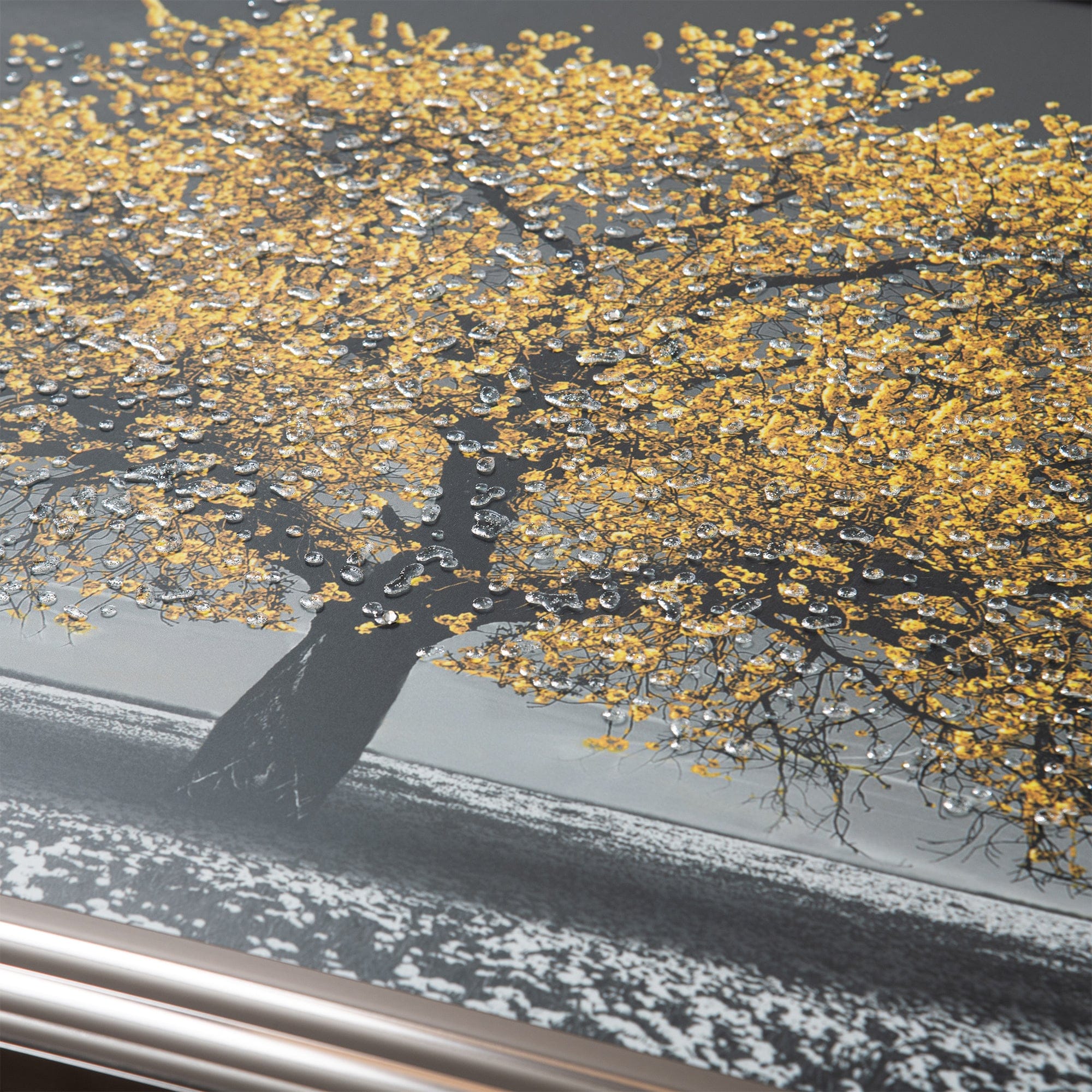 The Cherry Tree Ochre - Framed Liquid Wall Art