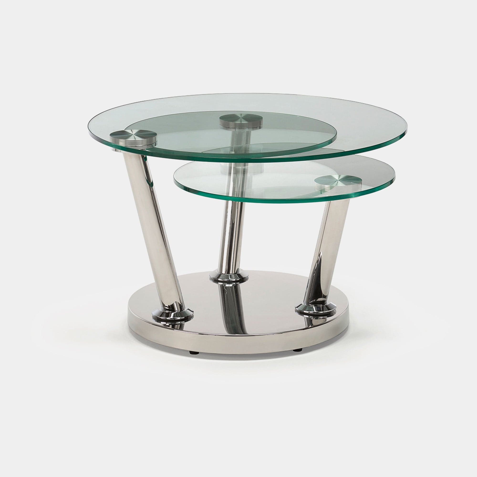Monet  - Swivel Coffee Table Clear Glass Stainless Steel Base