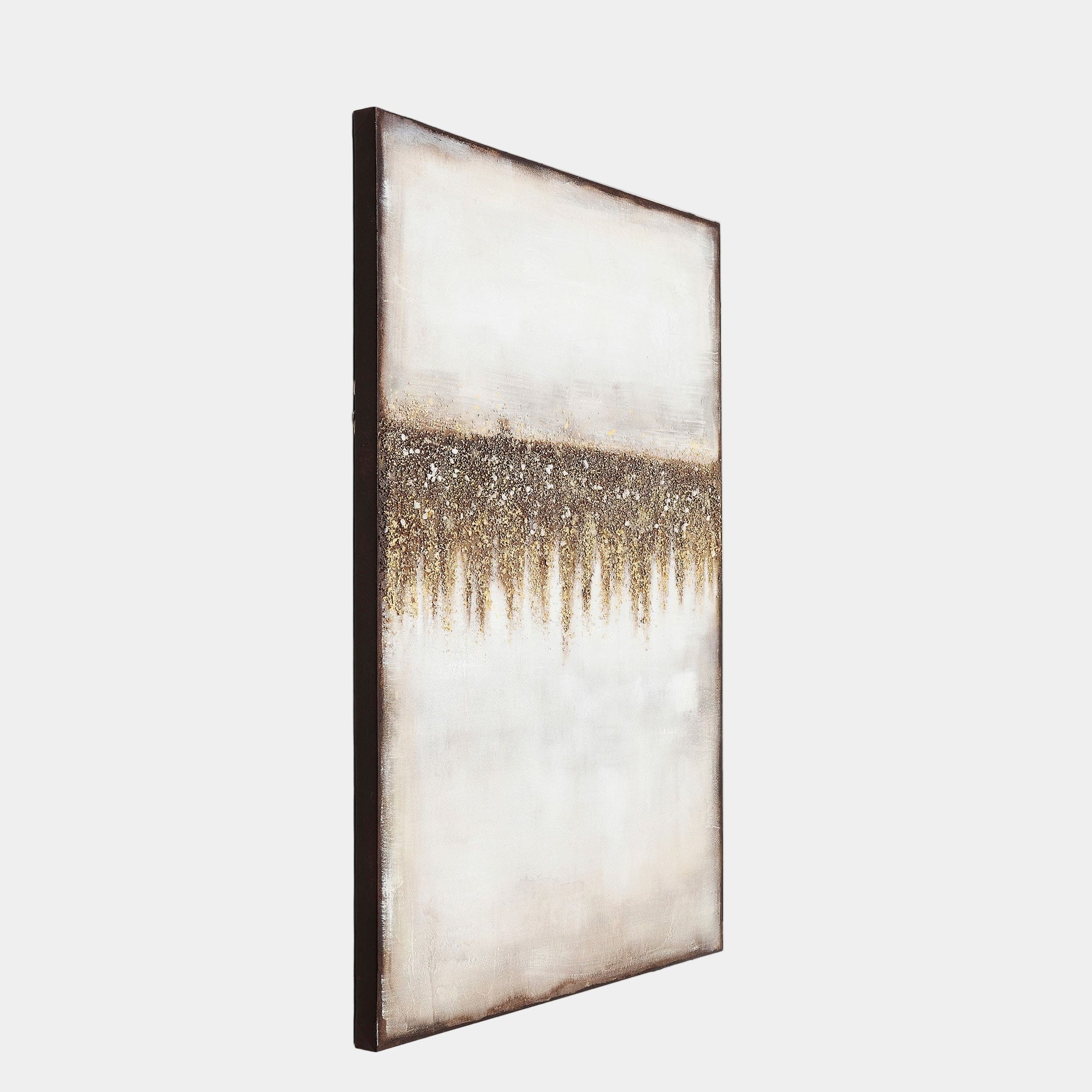 Golden Abstract Fields - Framed Canvas Wall Art