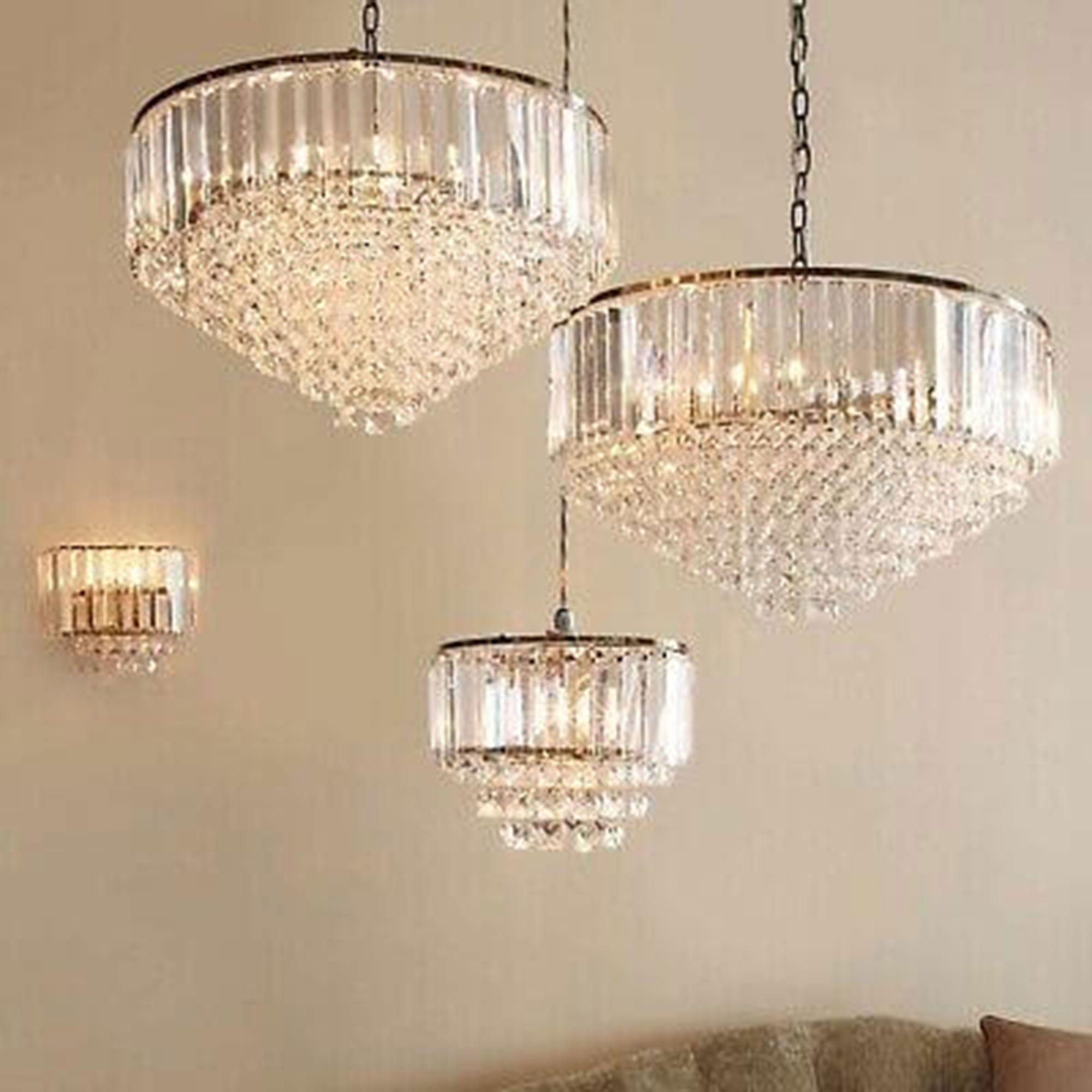 LA Collection Vienna 3 Light Semi Flush Fitting Crystal/Chrome