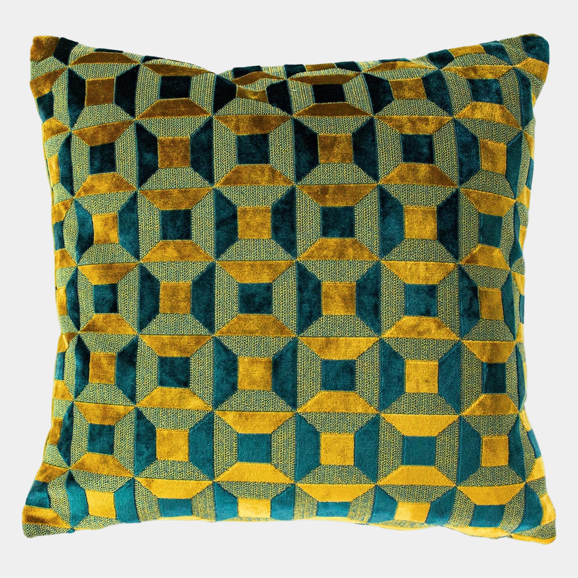 Manhattan Cushion Teal/Gold