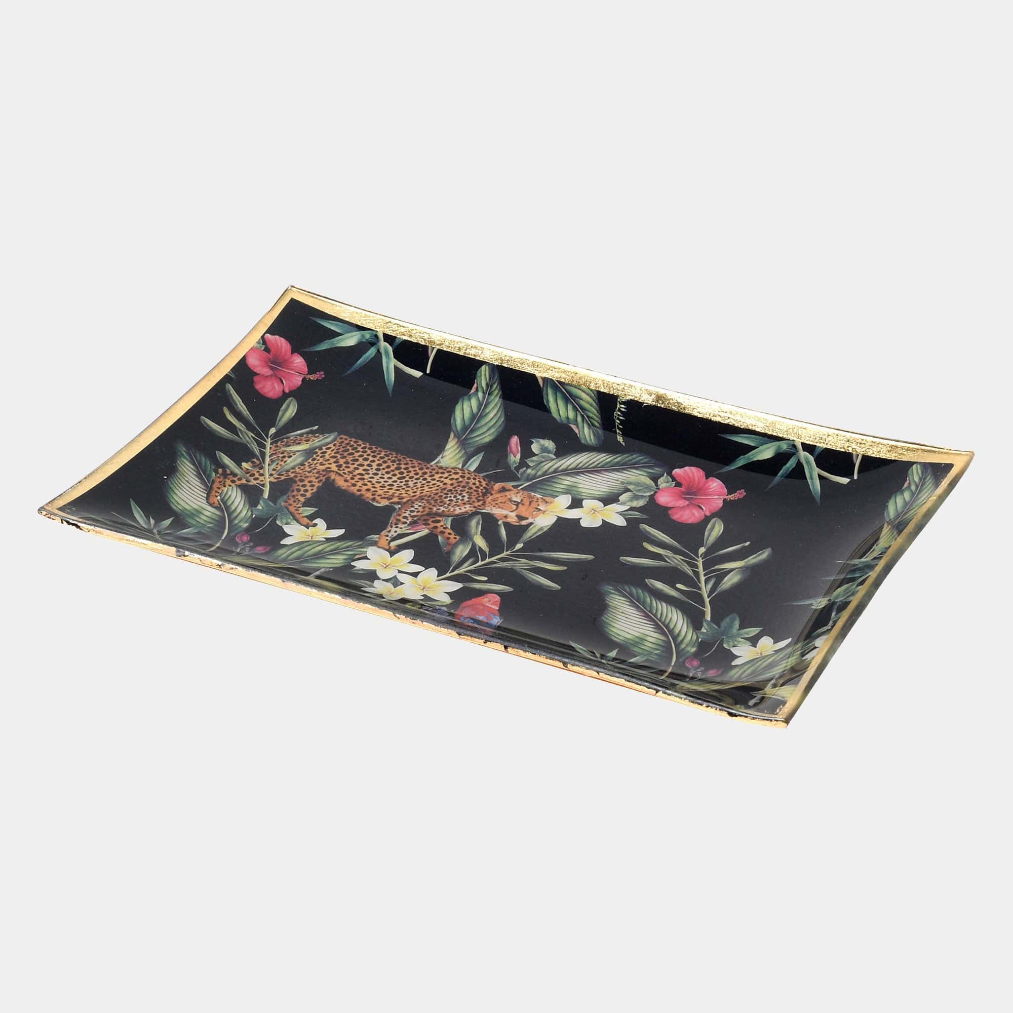 Leopard Trinket Tray Tropical 22x15cm (BO)