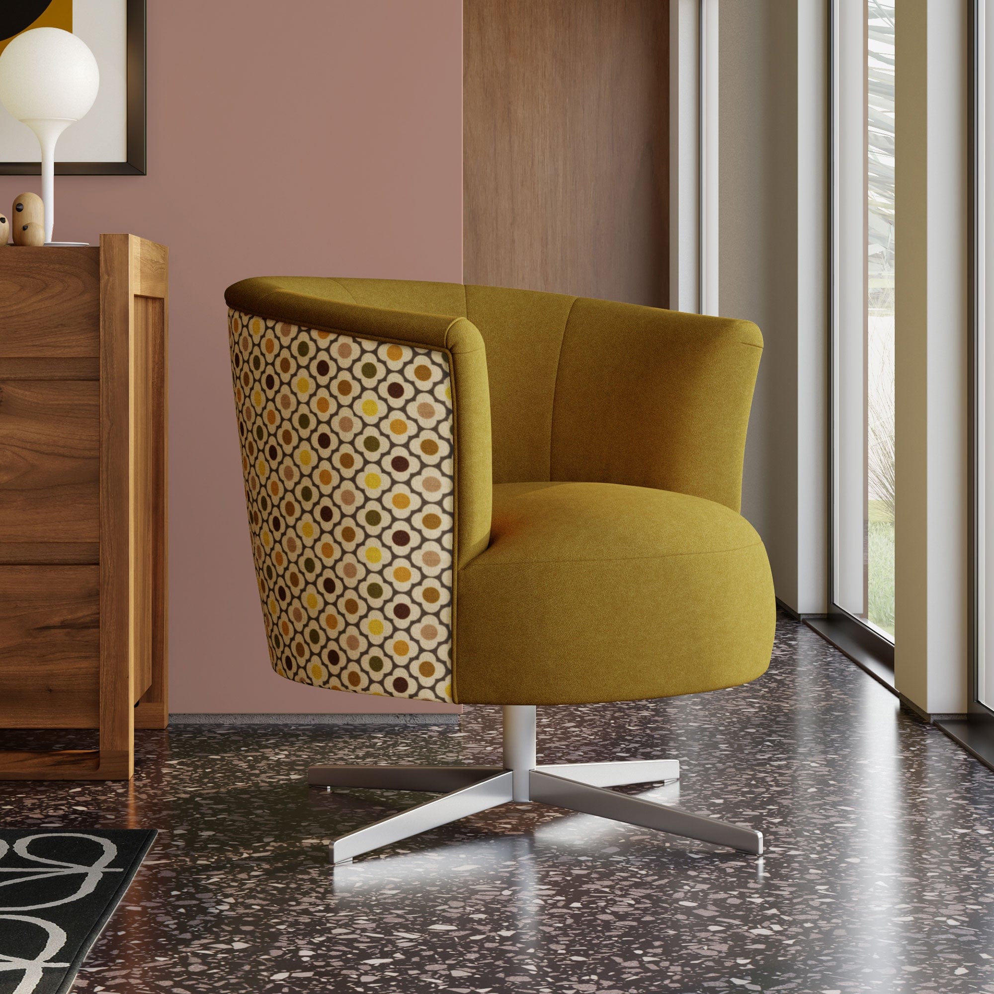 Swivel Chair In Fabric Premium Plain & Pattern