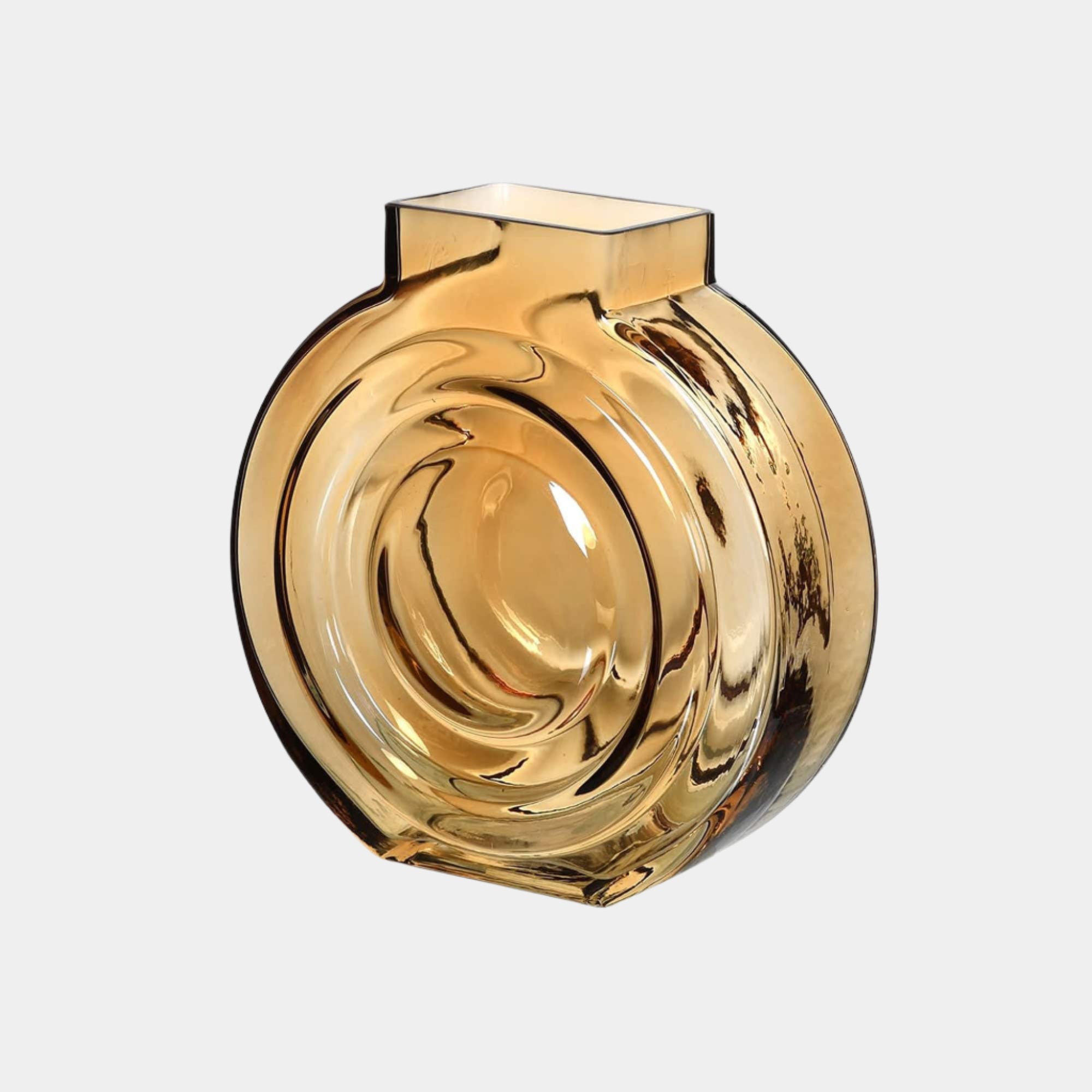 Amber Glass Vase Round