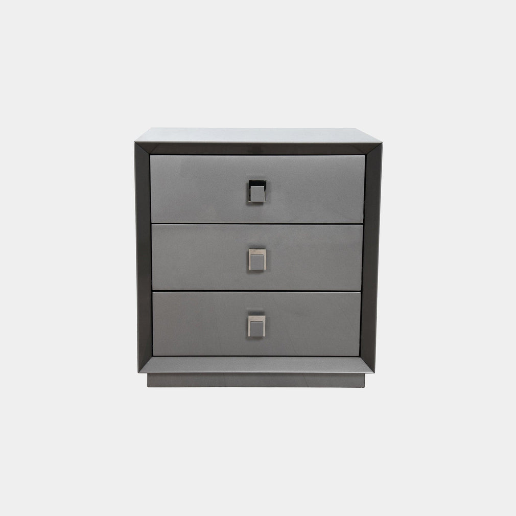 3 Drw Bedside 55cm Table Stainless Steel Handles HG Finish