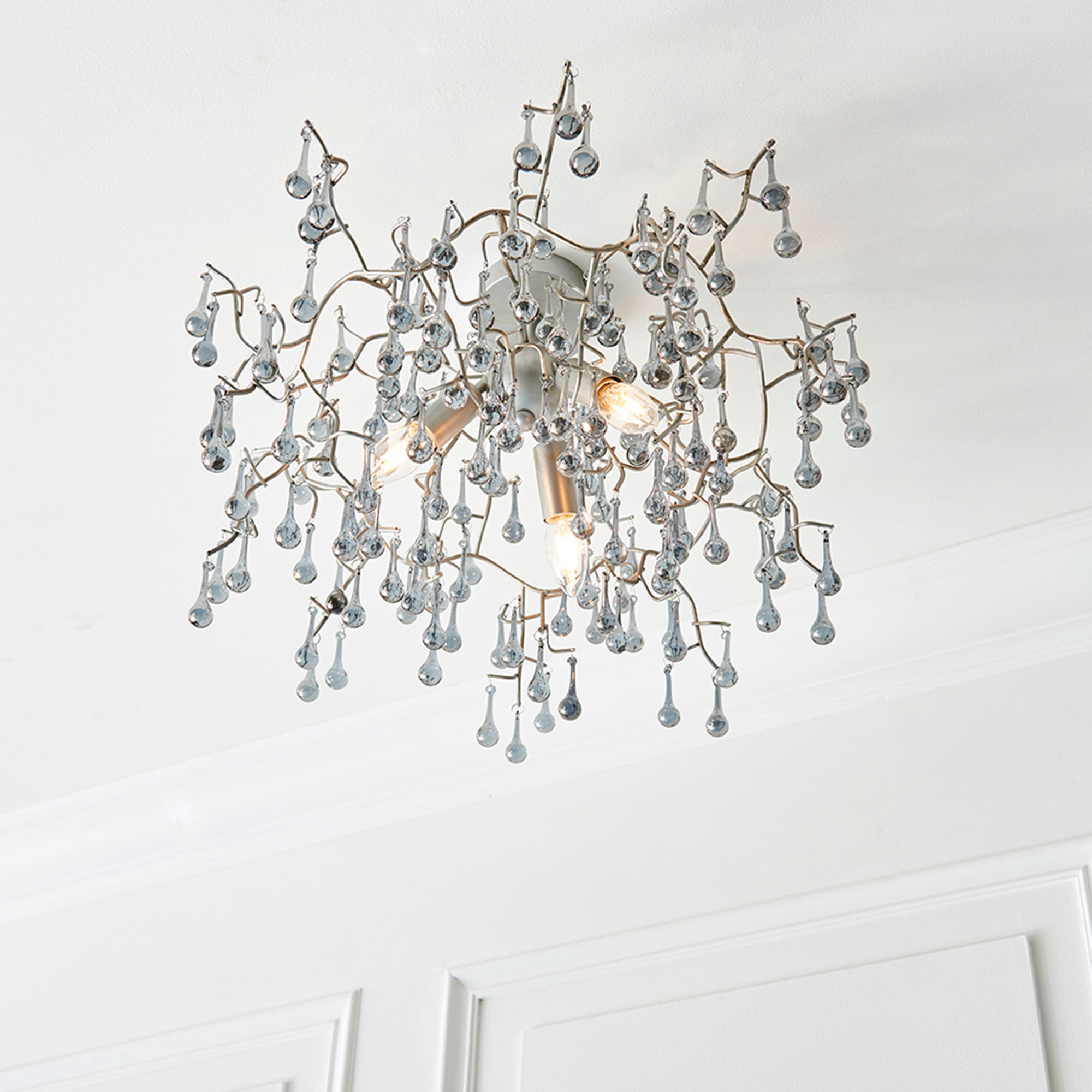 Elsa 3 Light Semi Flush Aged Silver (W1)