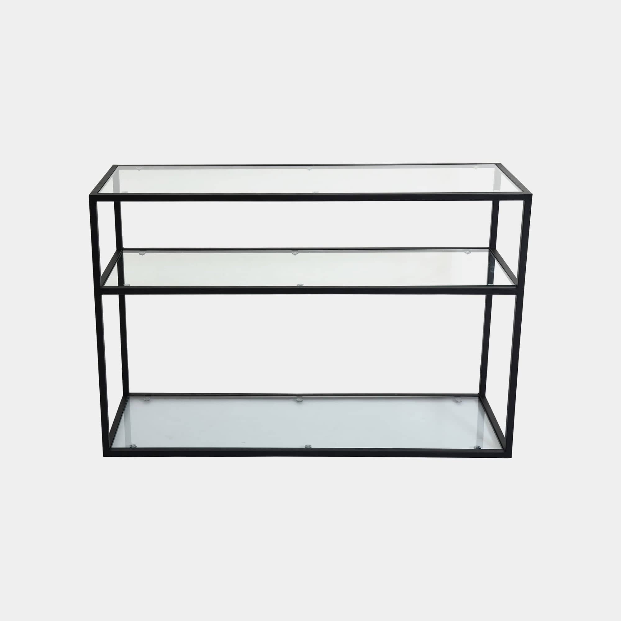 Padua - 120cm Console Table With Black Steel Frame & Clear Glass Top