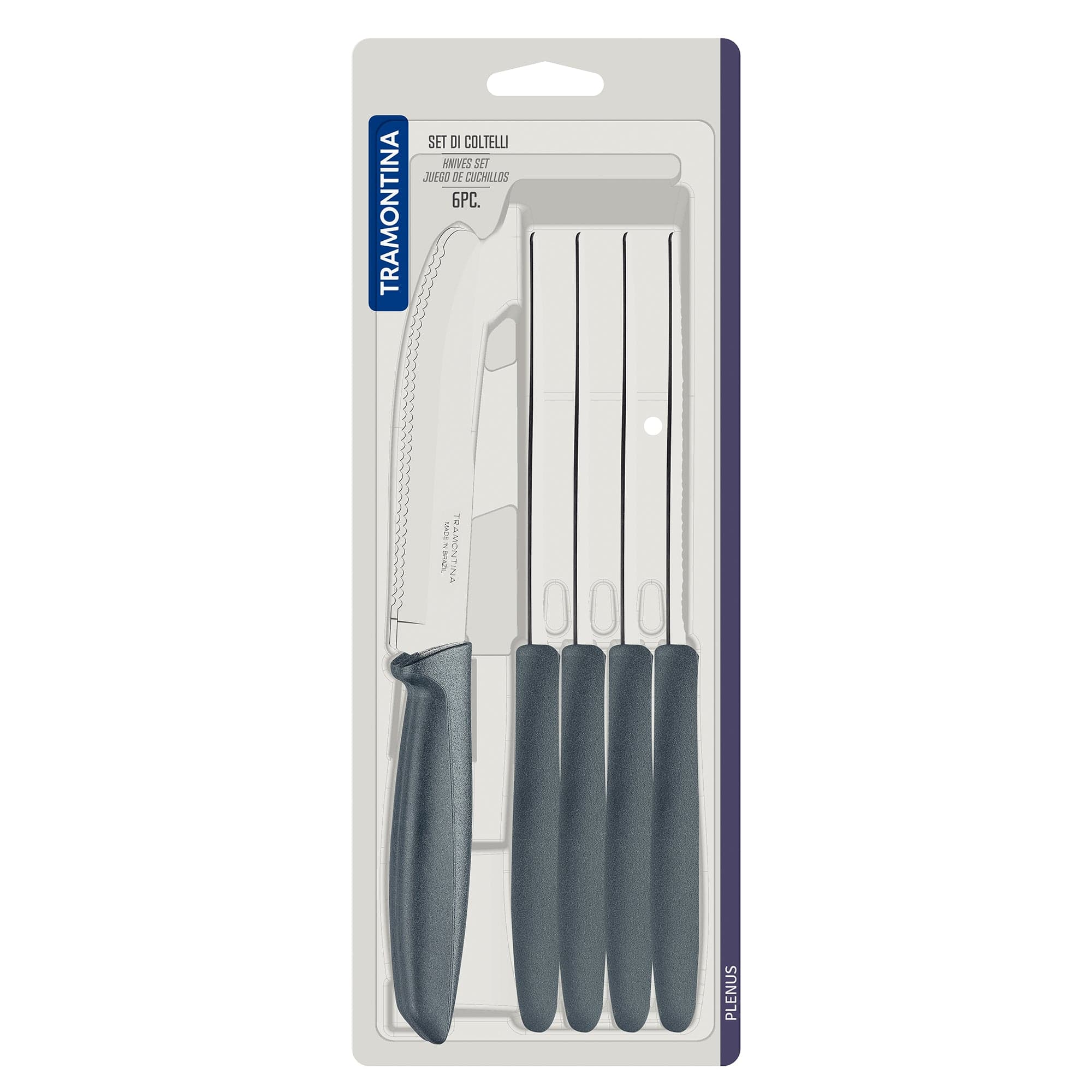 Serrated Knife Set of 6 Grey