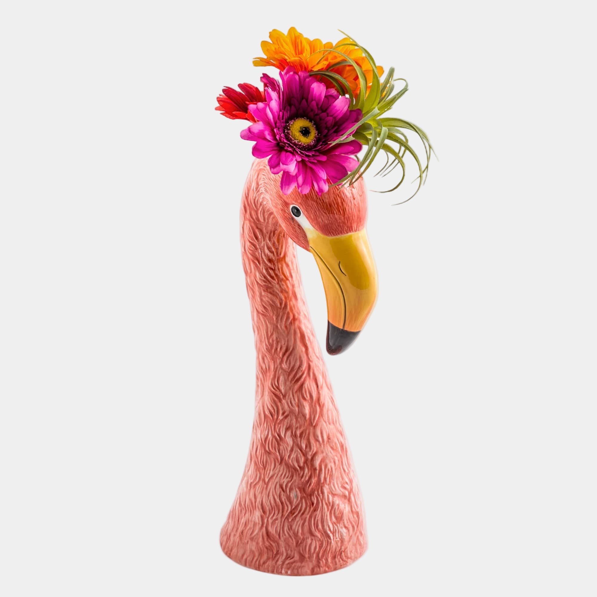 Large Ceramic Pink Flamingo Head Vase