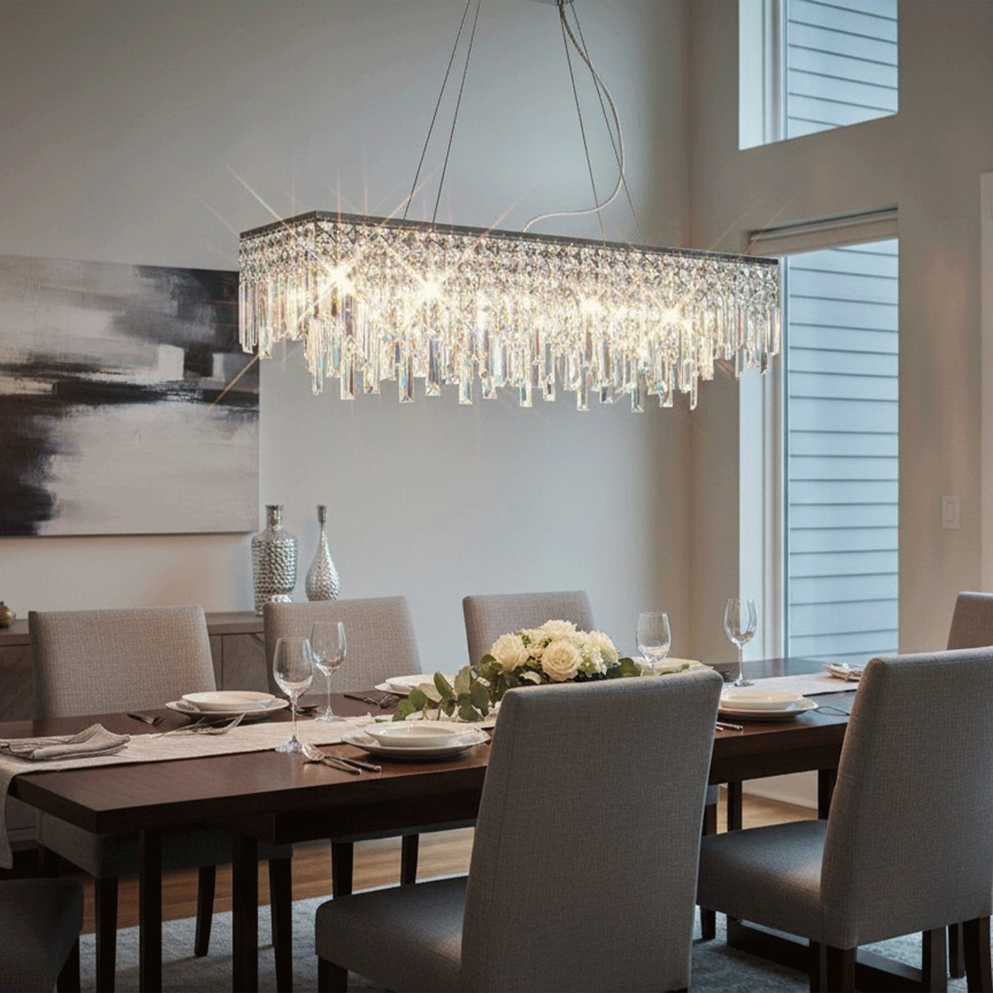 Macy Chrome - Ceiling Pendant Chandelier, 6 Light