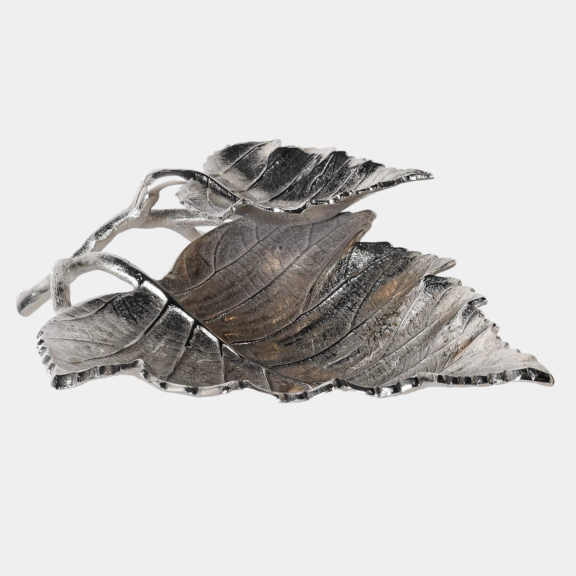 Double Leaf Dish Silver