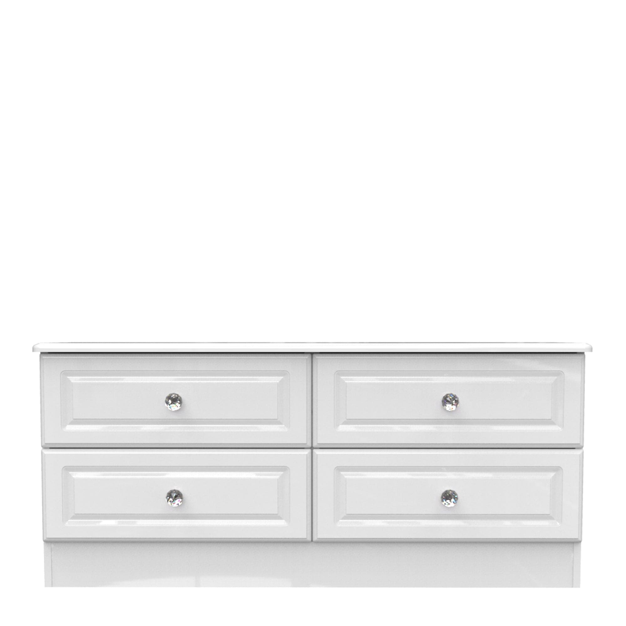 Lincoln - 4 Drawer Bed Box White High Gloss With Crystal Handles