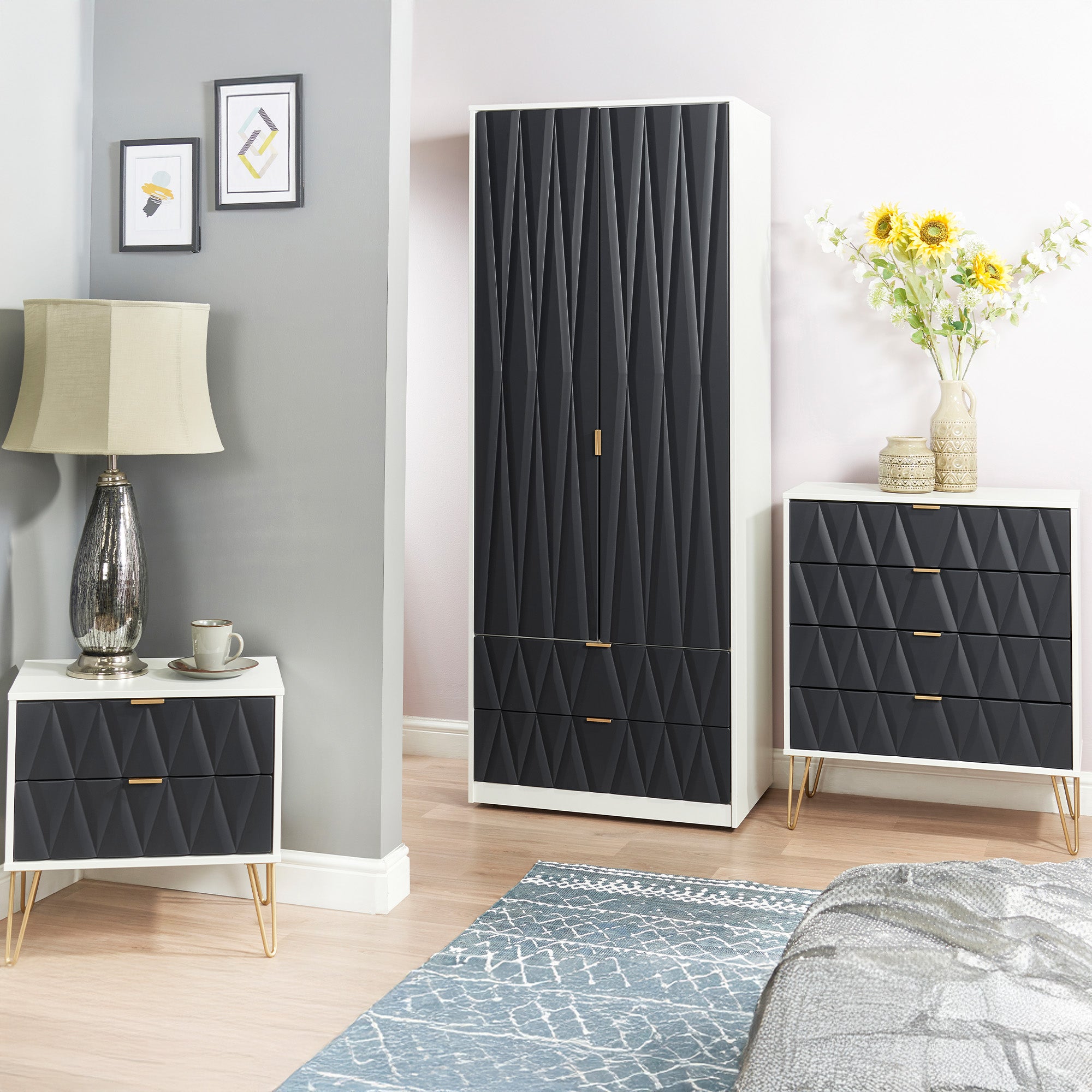 Tall 2ft 6in 2 Door/2 Drawer Robe