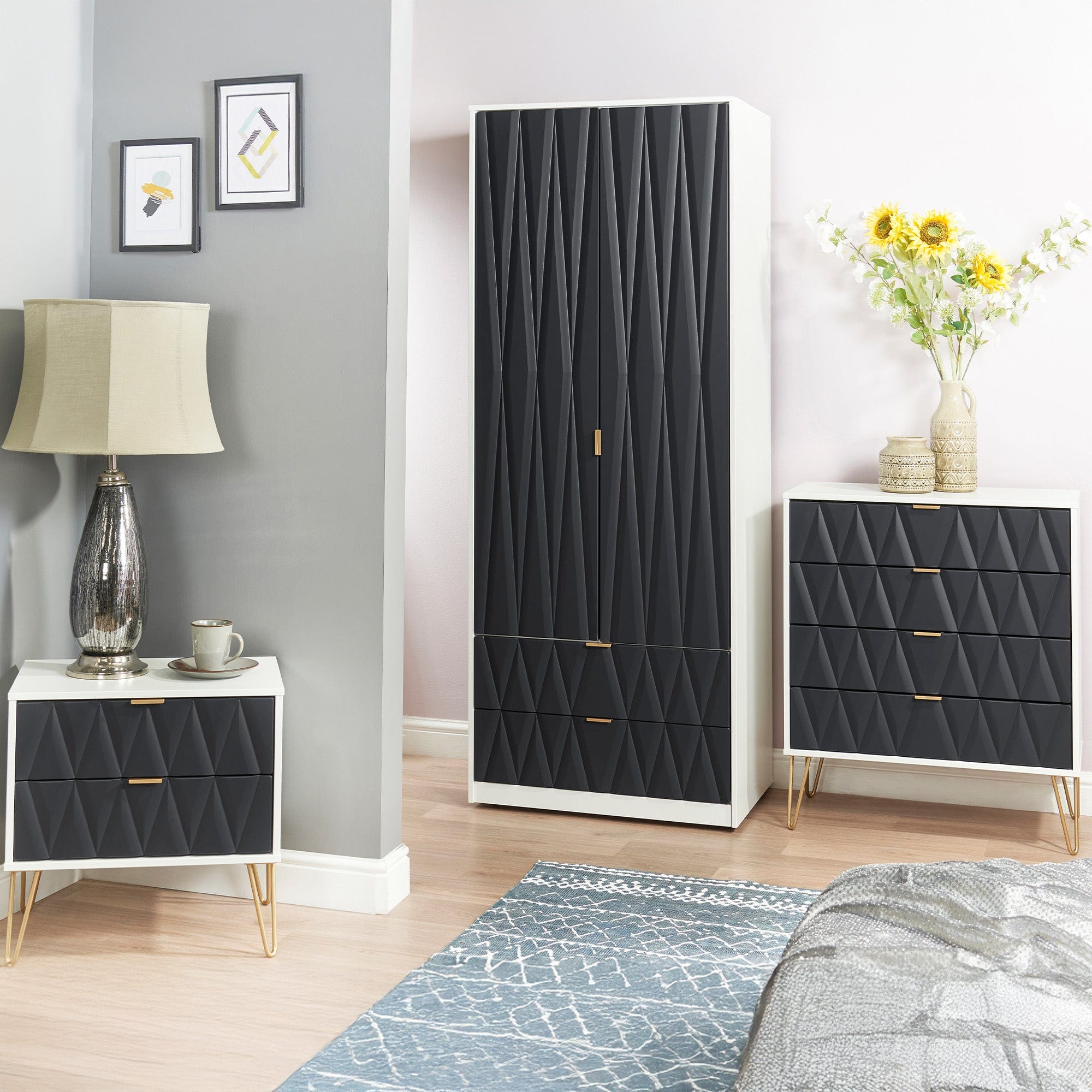 Tall 2ft 6in 2 Door/2 Drawer Robe