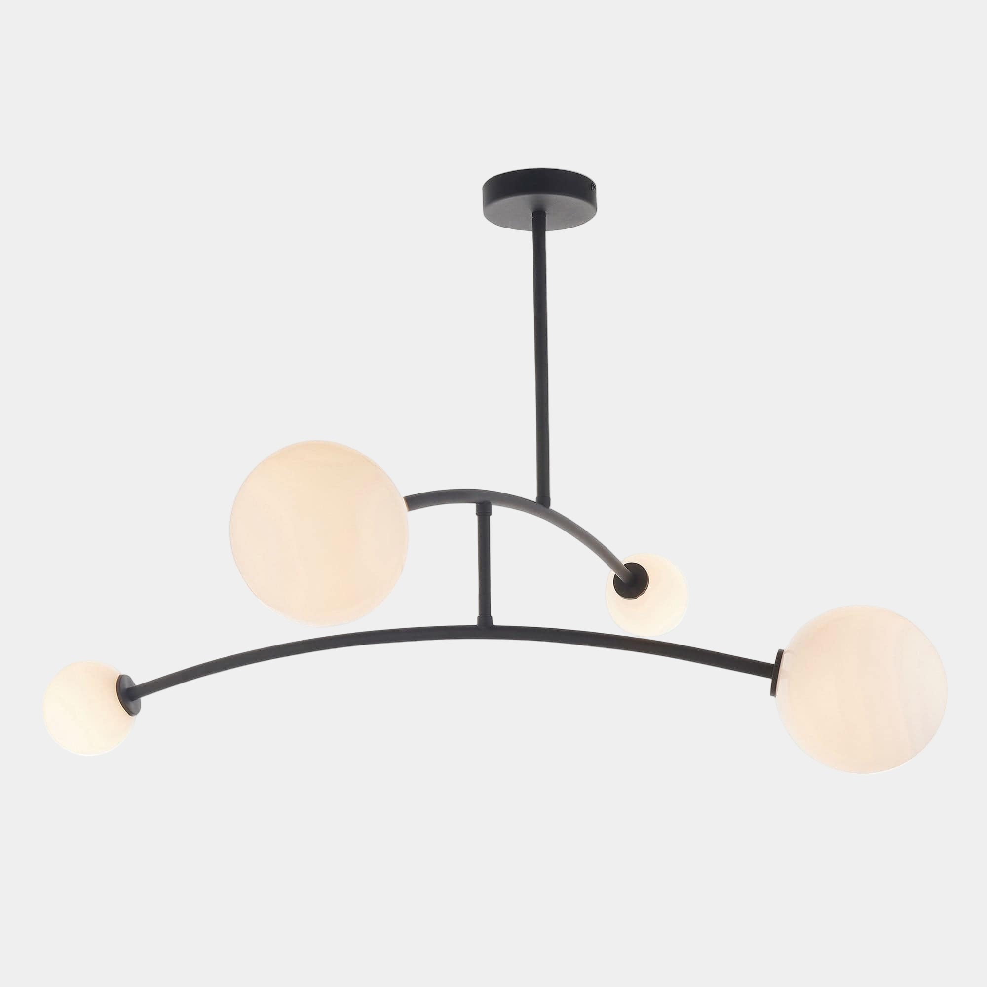 Orbs 4 Light Matt Black White Glass Globes