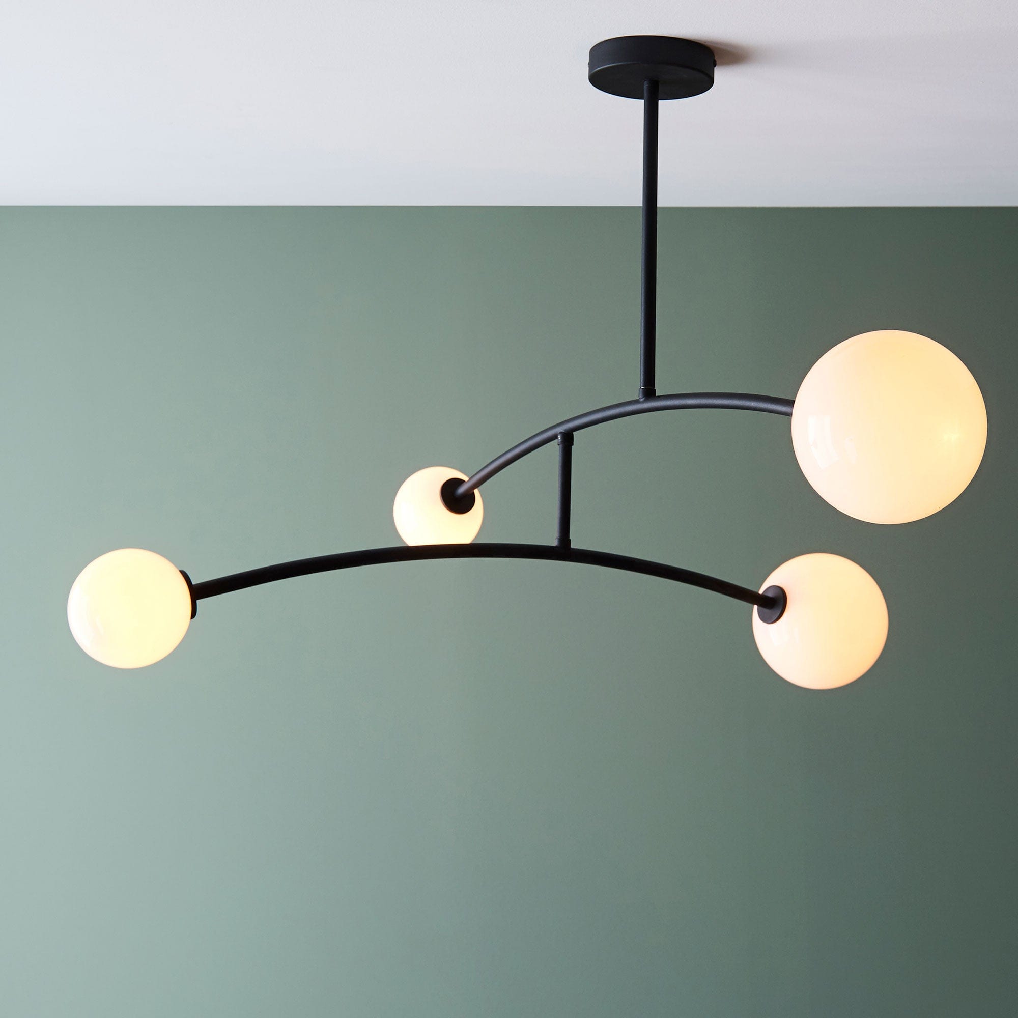 Orbs 4 Light Matt Black White Glass Globes