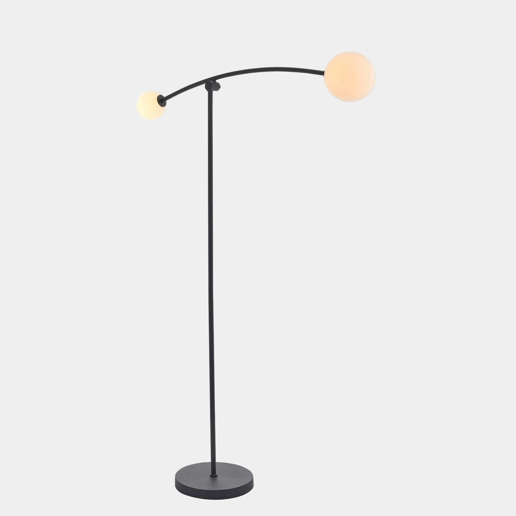 Orbs 2 Floor Lamp Matt Black White Glass Globes