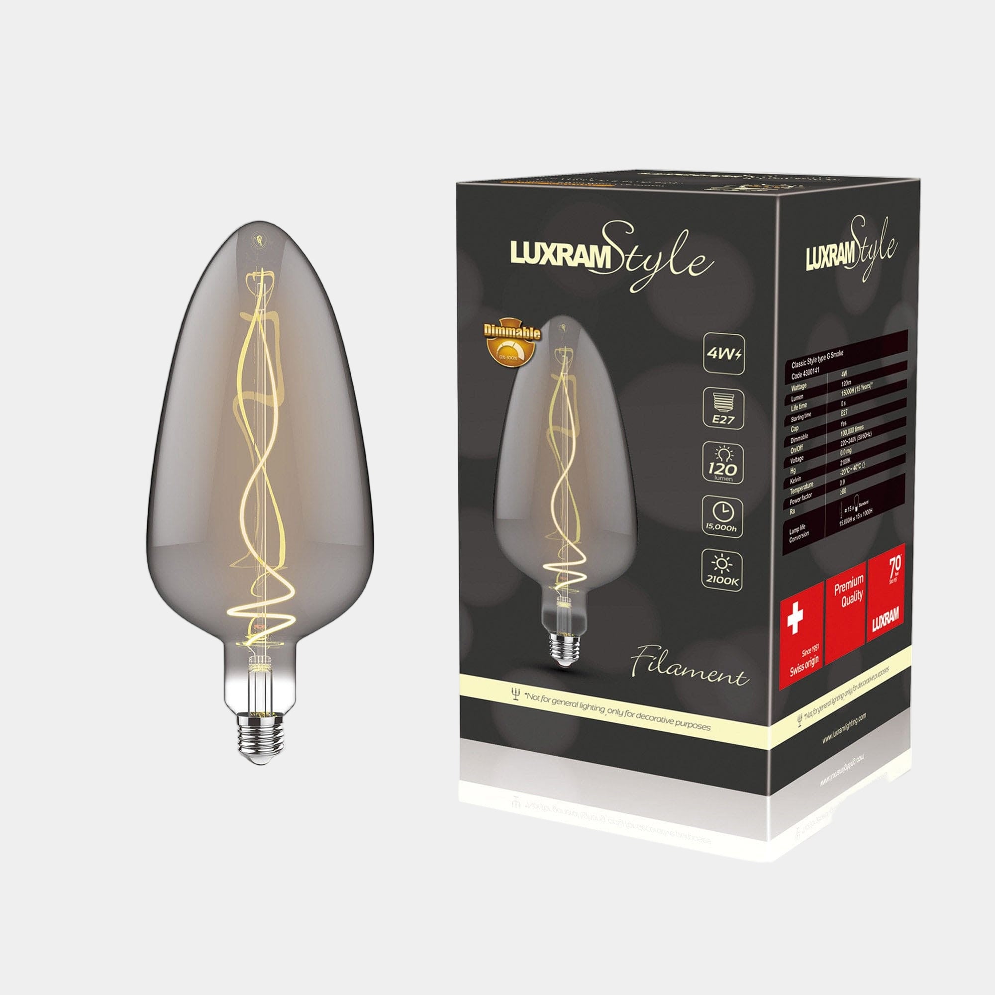 Verona Decorative LED 4w Bulb ES Smoked